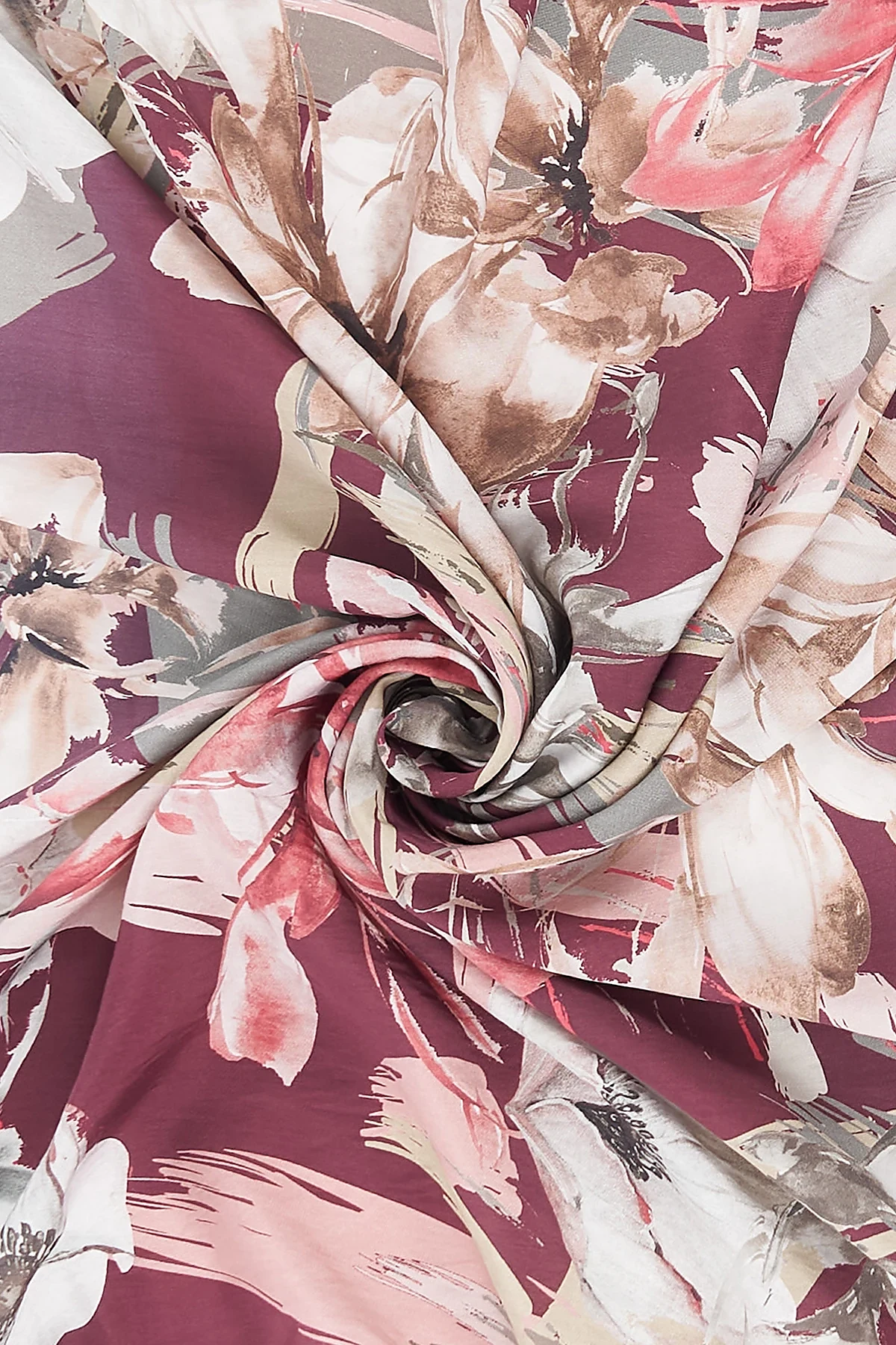 Large Floral Patterned Scarf Plum