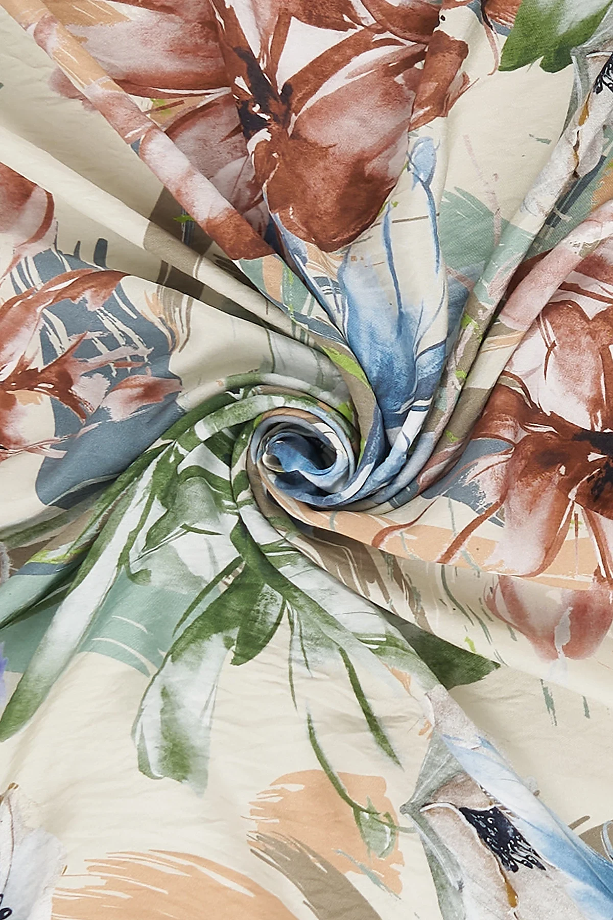 Large Floral Patterned Scarf Aqua Green