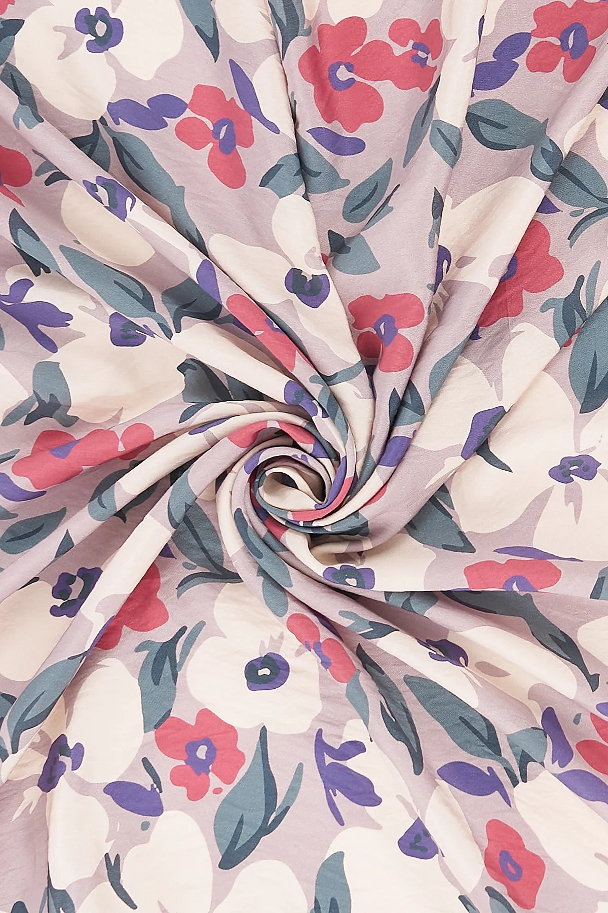 Floral Patterned Viscose Scarf Lilac