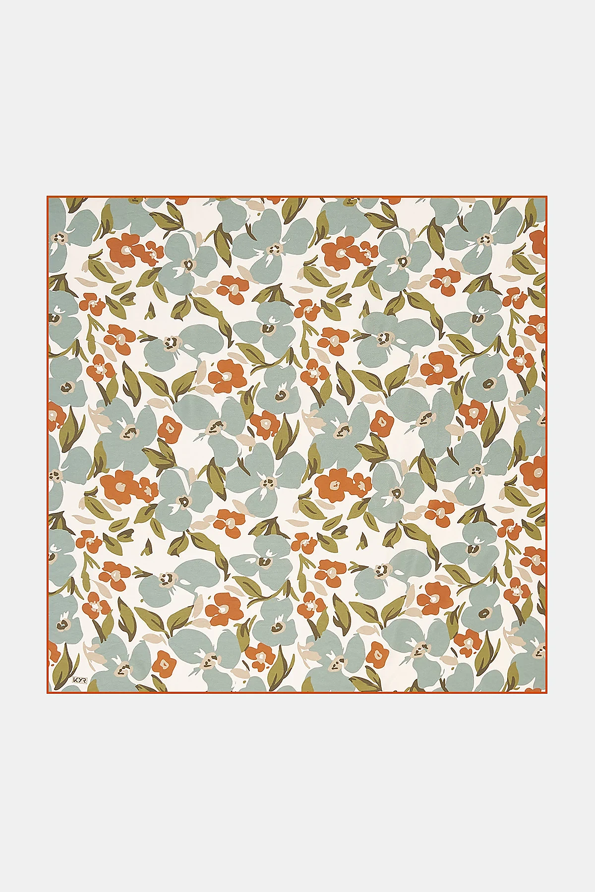 Floral Patterned Viscose Scarf Mint-Cream
