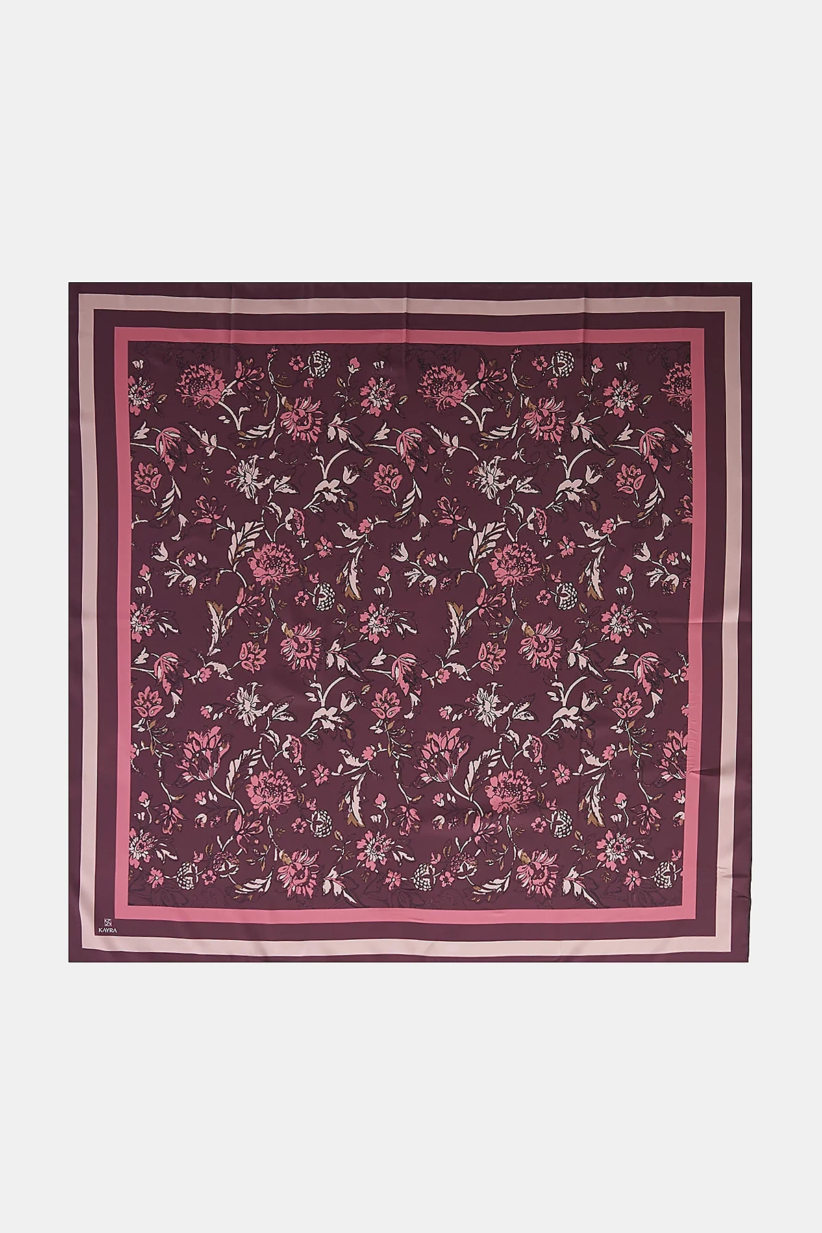 Floral Pattern Twill Scarf Plum