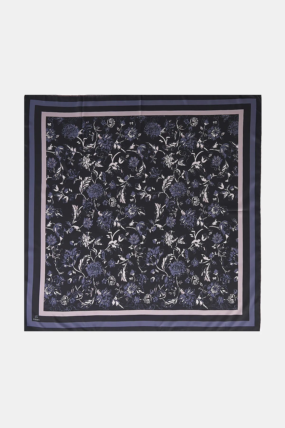 Floral Pattern Twill Scarf Black