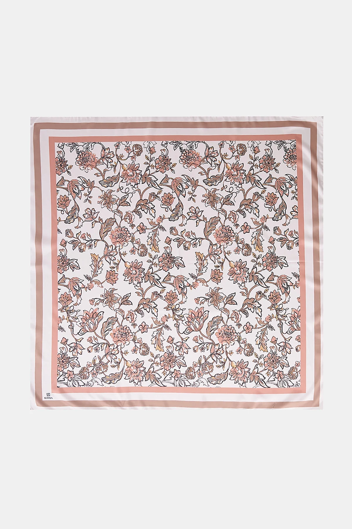 Floral Pattern Twill Scarf Stone-Cinnamon