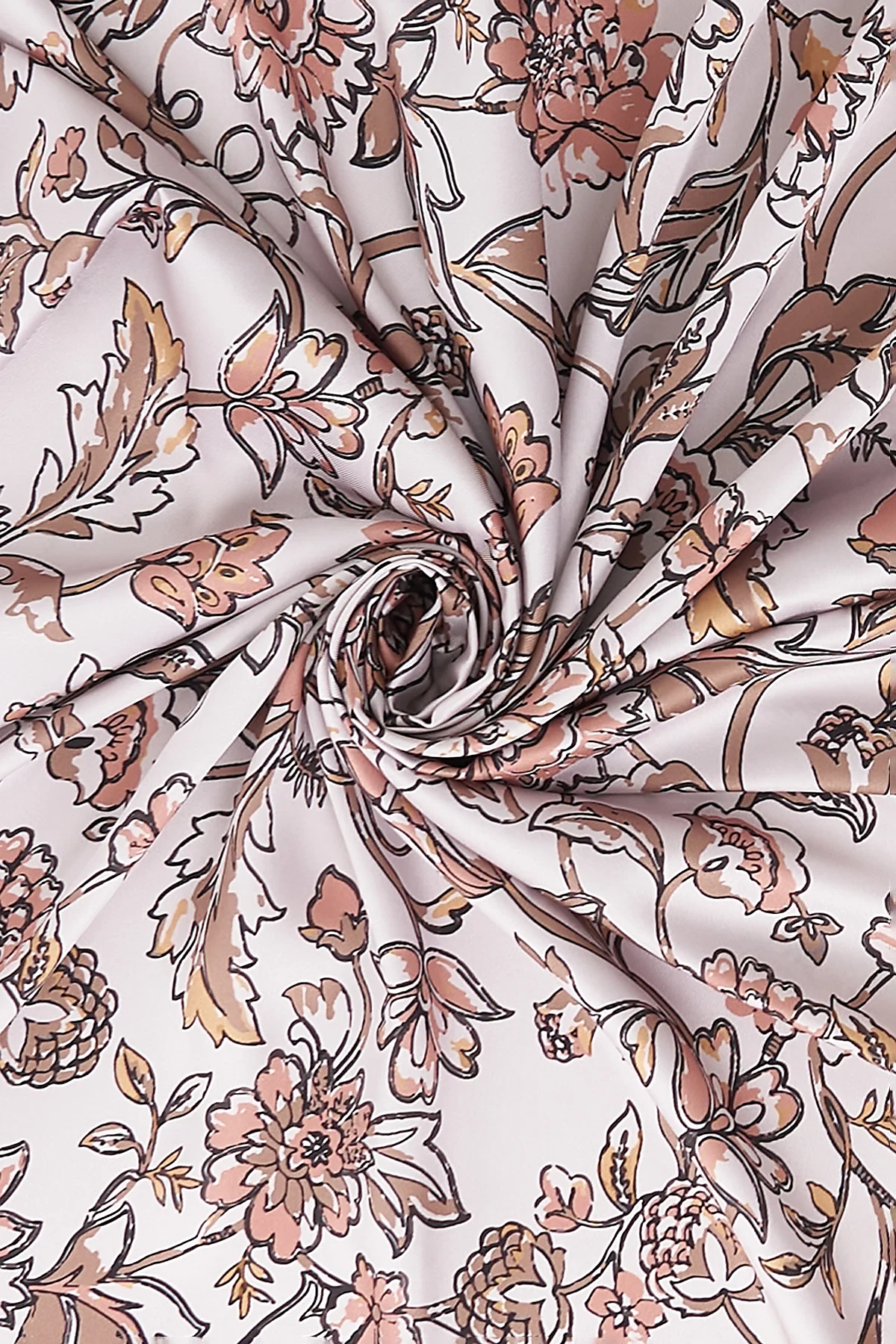 Floral Pattern Twill Scarf Stone-Cinnamon
