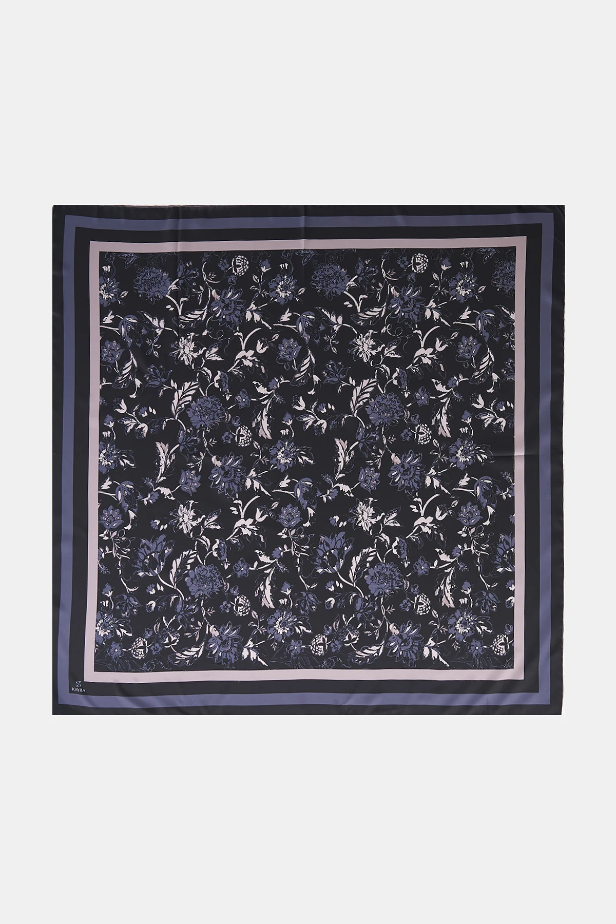 Floral Pattern Twill Scarf Black