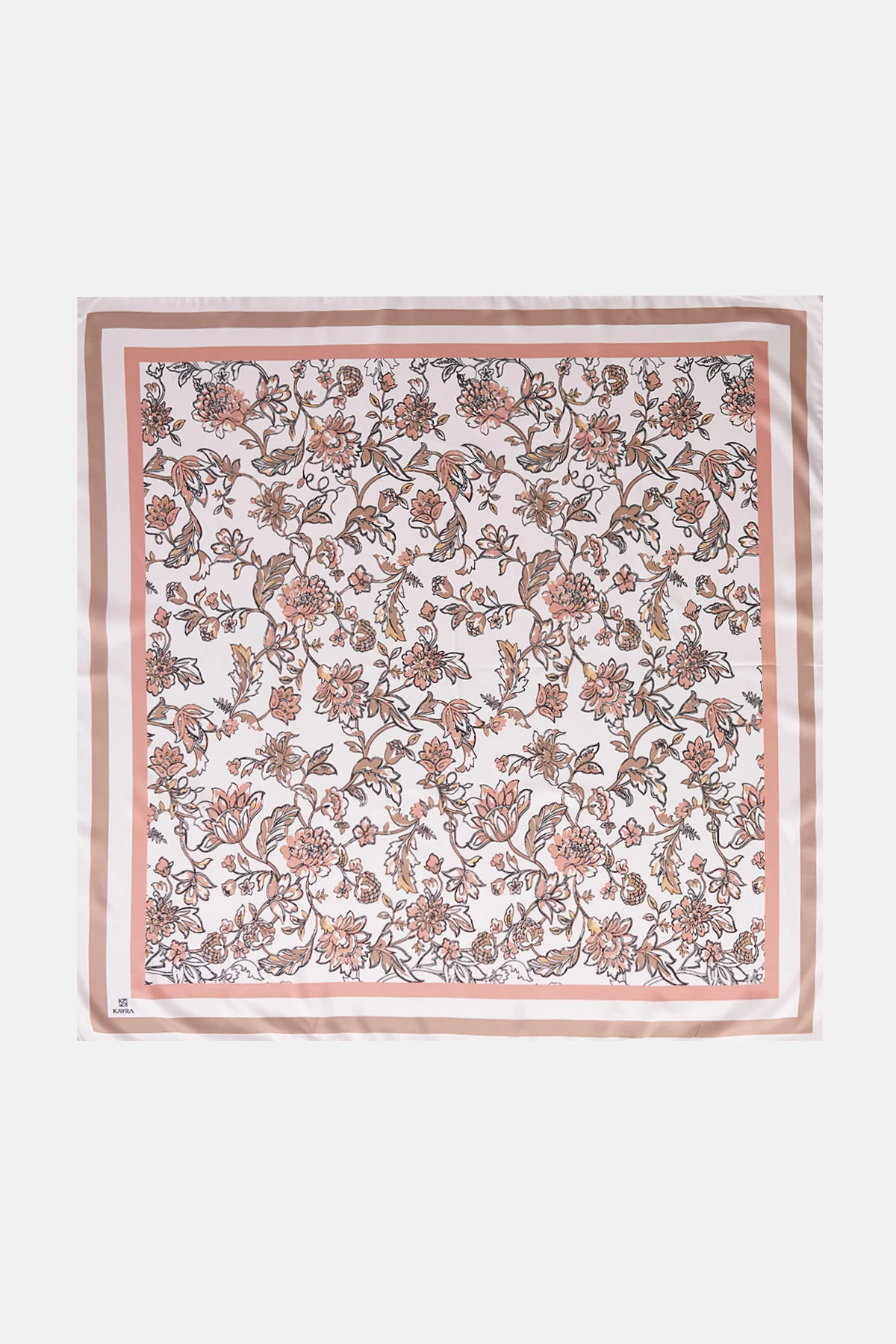 Floral Pattern Twill Scarf Stone-Cinnamon