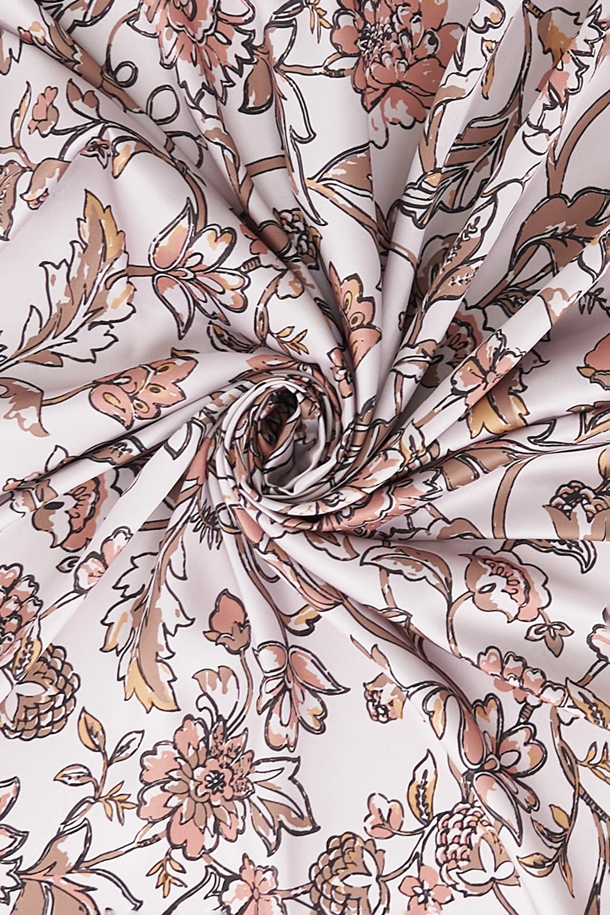 Floral Pattern Twill Scarf Stone-Cinnamon