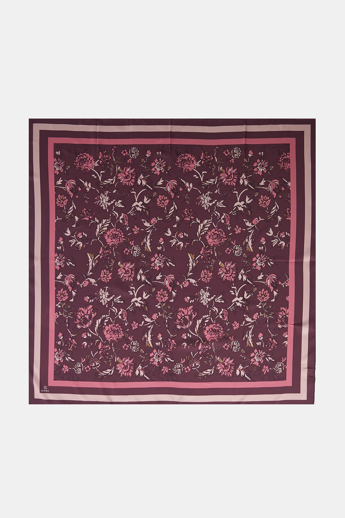 Floral Pattern Twill Scarf Plum