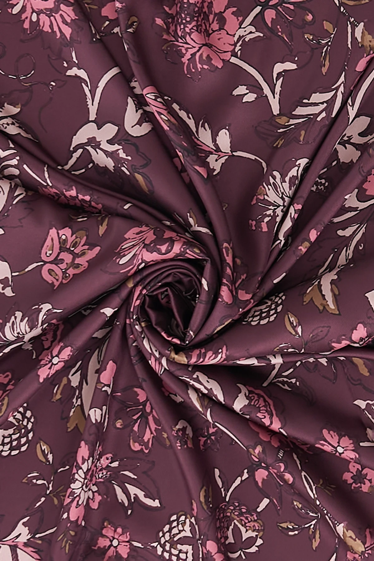 Floral Pattern Twill Scarf Plum