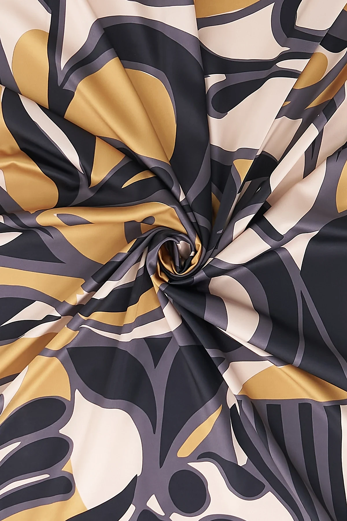 Botanical Patterned Scarf Black-Gold