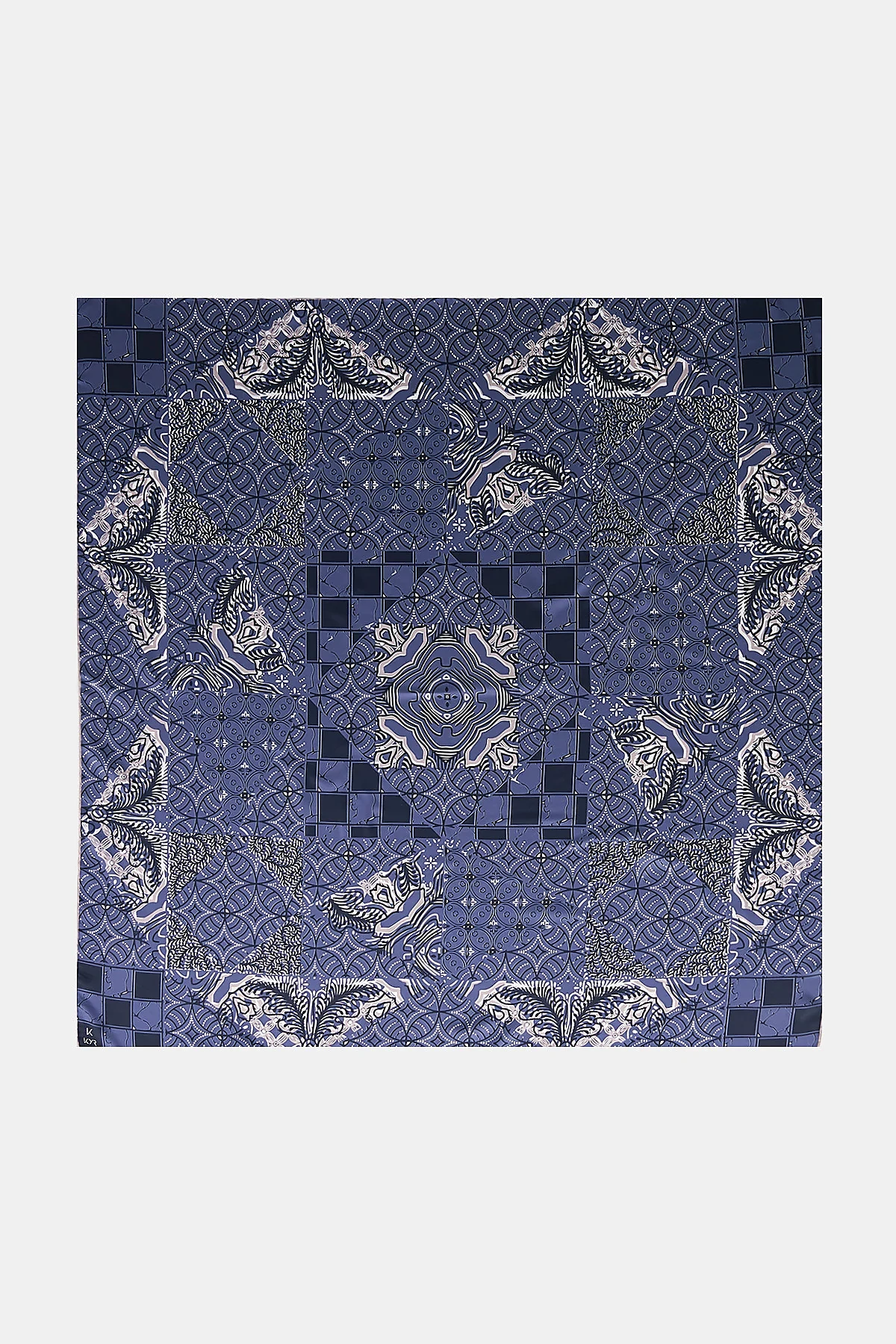 Ethnic Pattern Twill Scarf Indigo