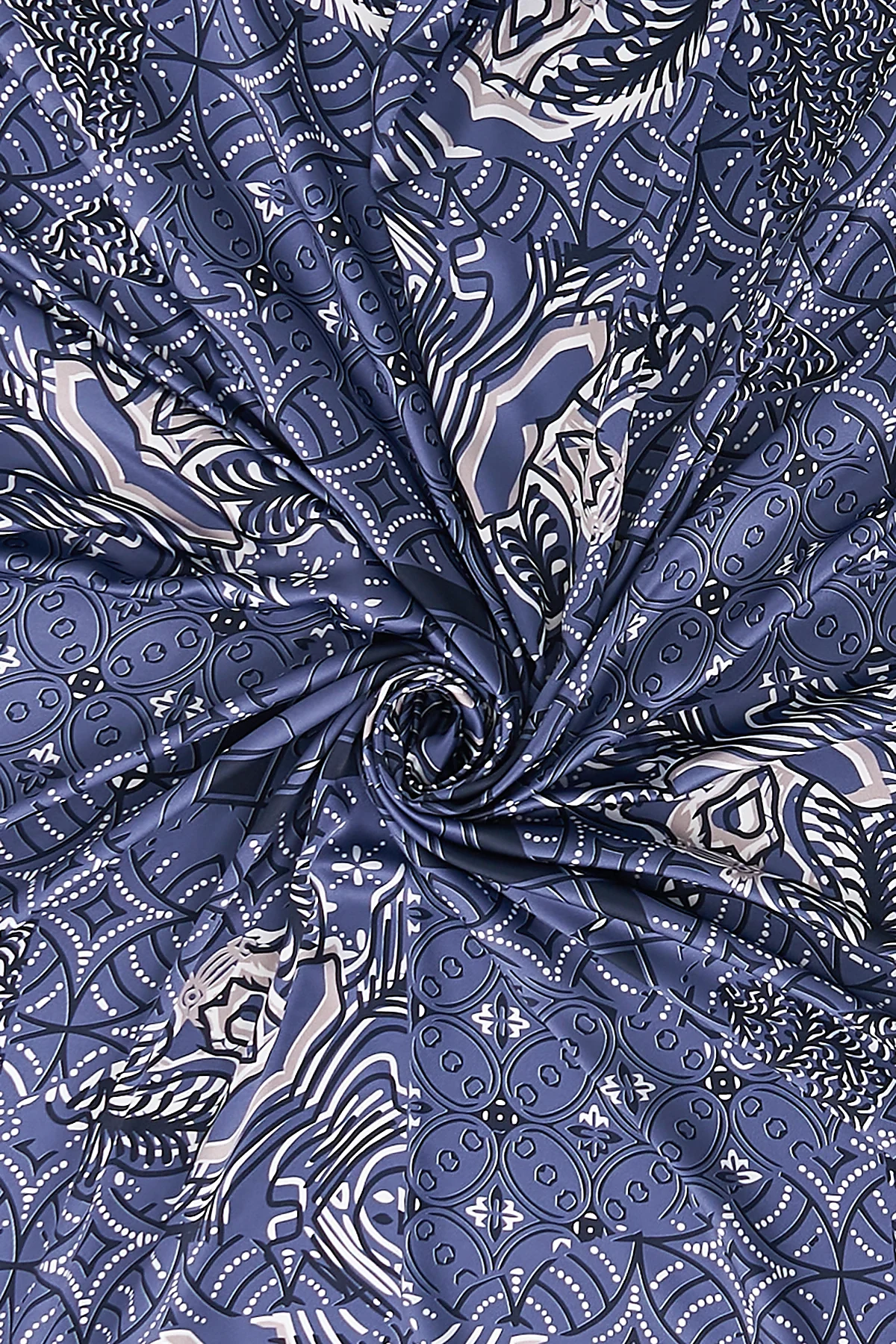 Ethnic Pattern Twill Scarf Indigo
