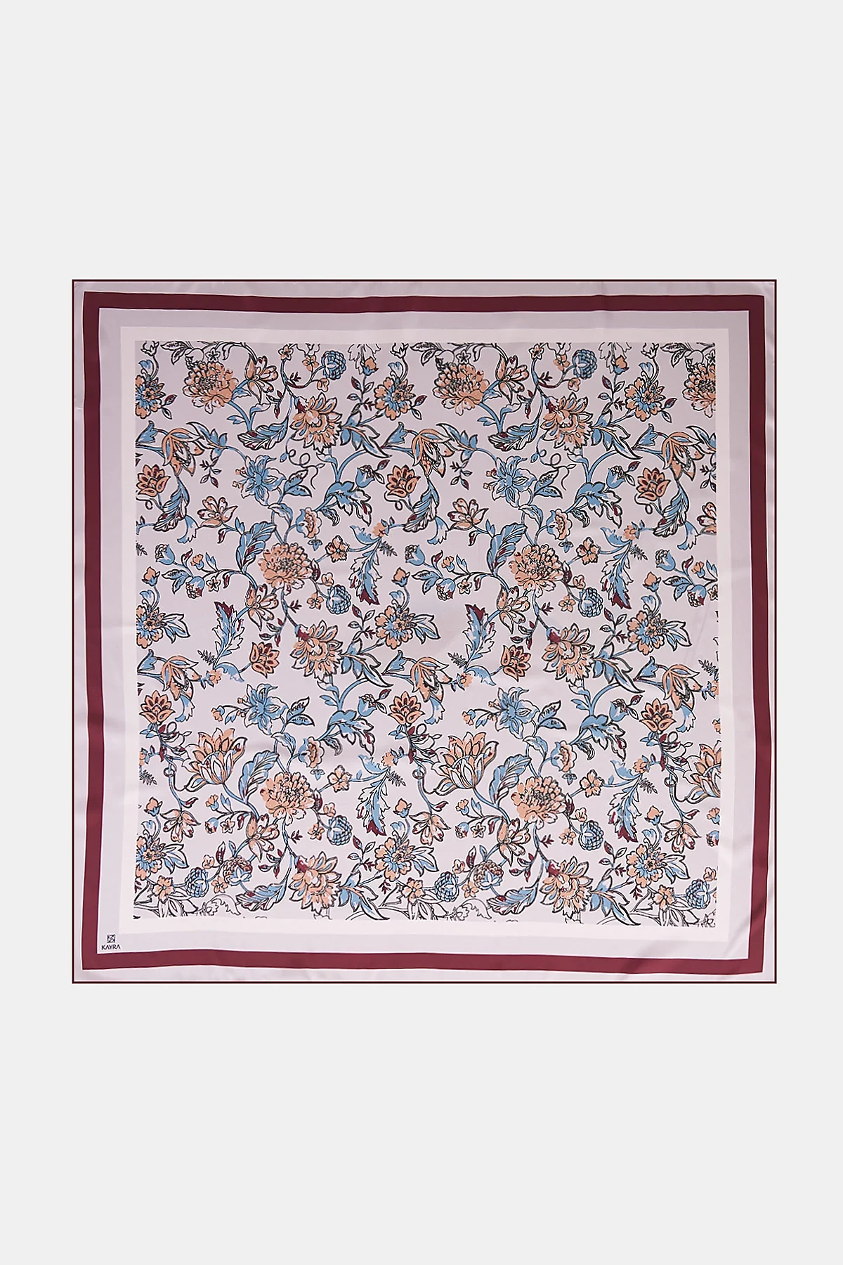 Floral Pattern Twill Scarf Stone-Plum