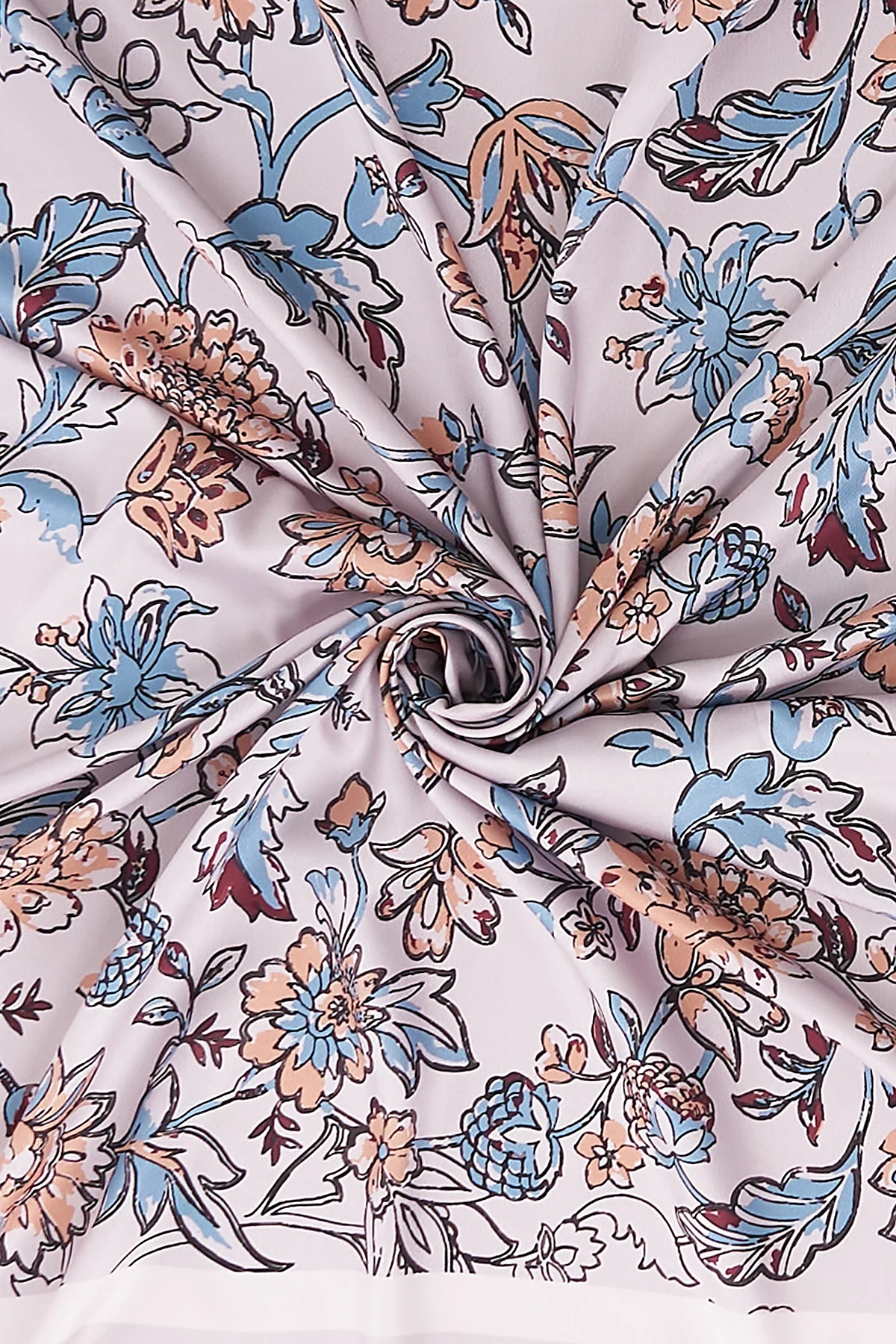 Floral Pattern Twill Scarf Stone-Plum