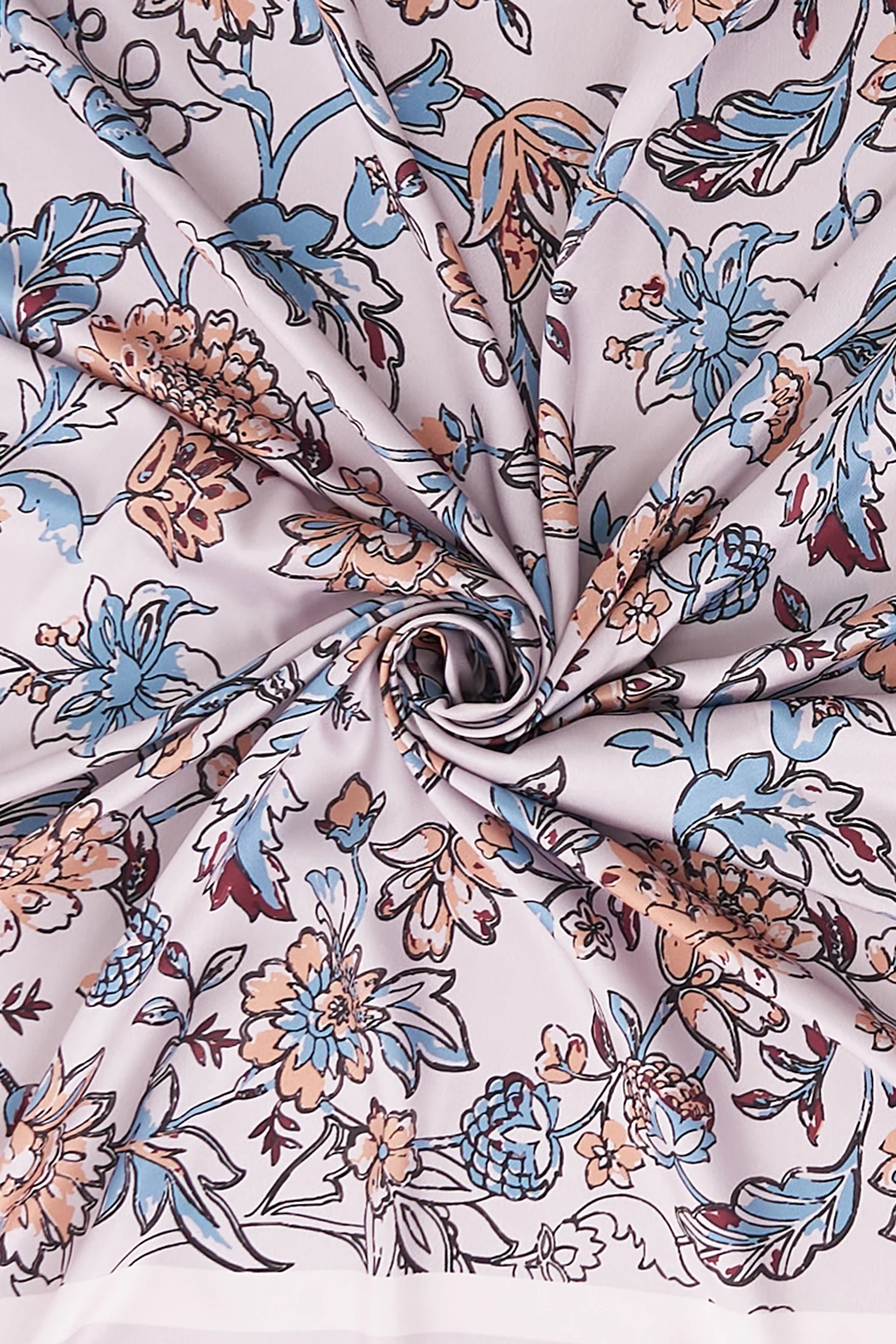 Floral Pattern Twill Scarf Stone-Plum