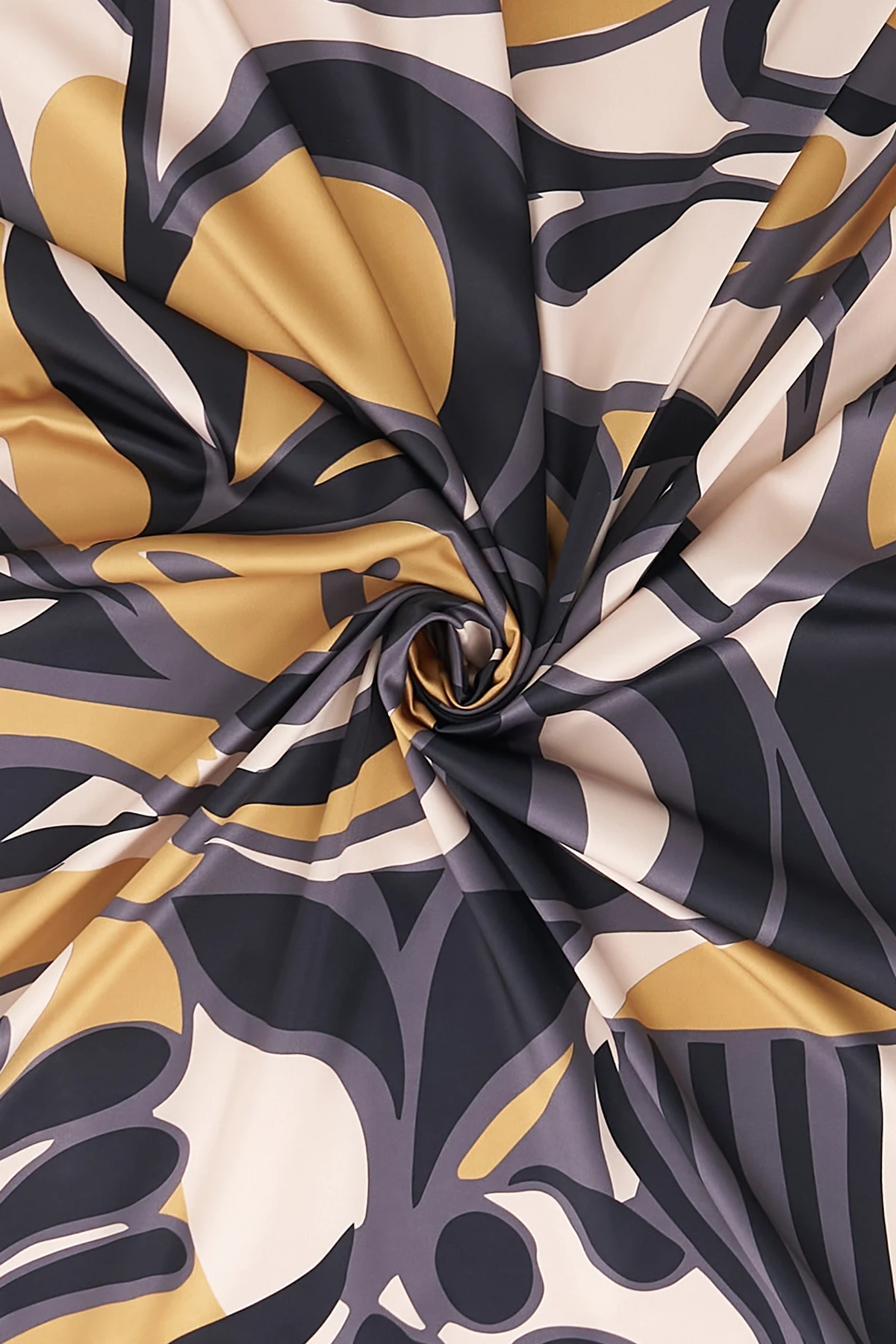 Botanical Patterned Scarf Black-Gold