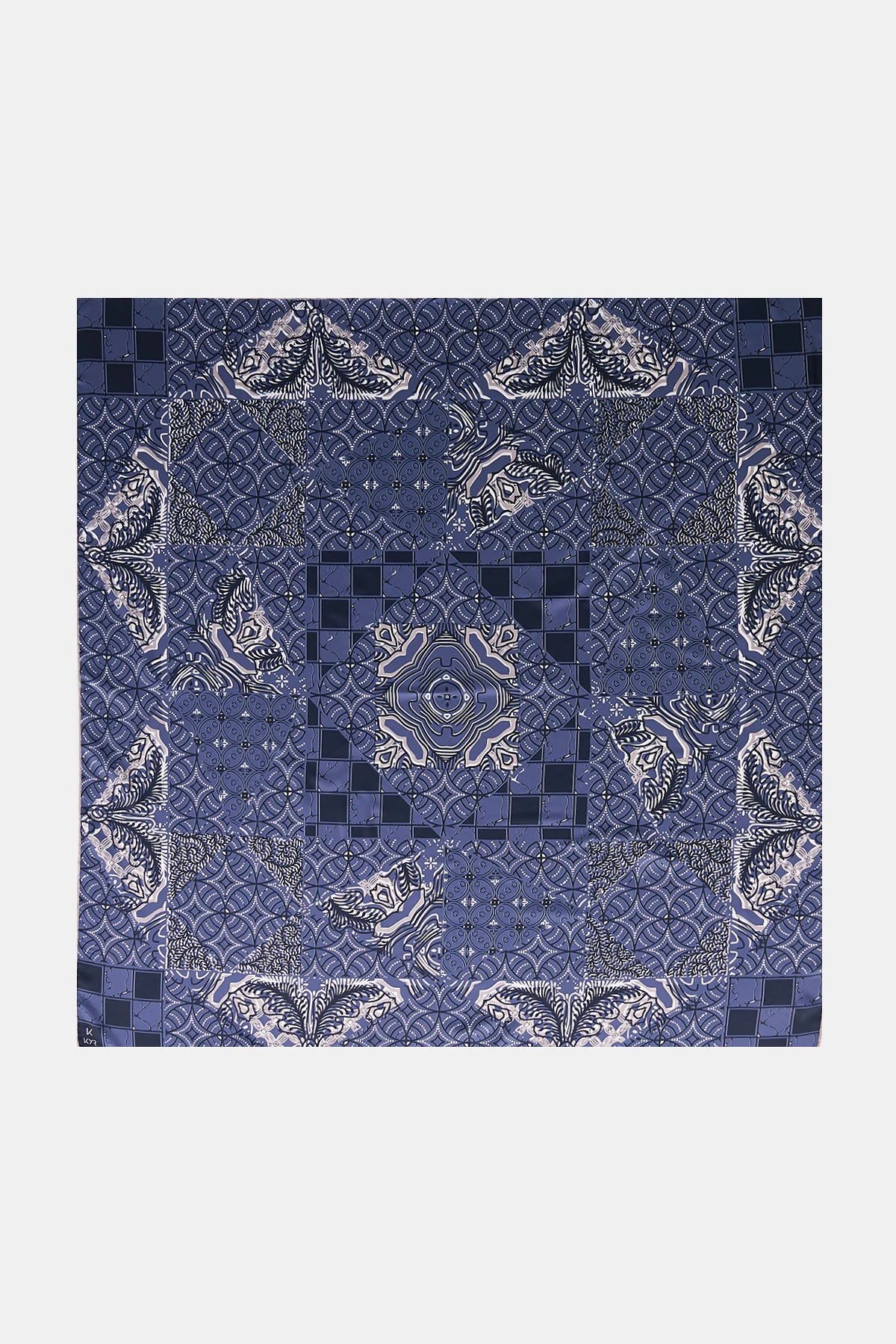 Ethnic Pattern Twill Scarf Indigo
