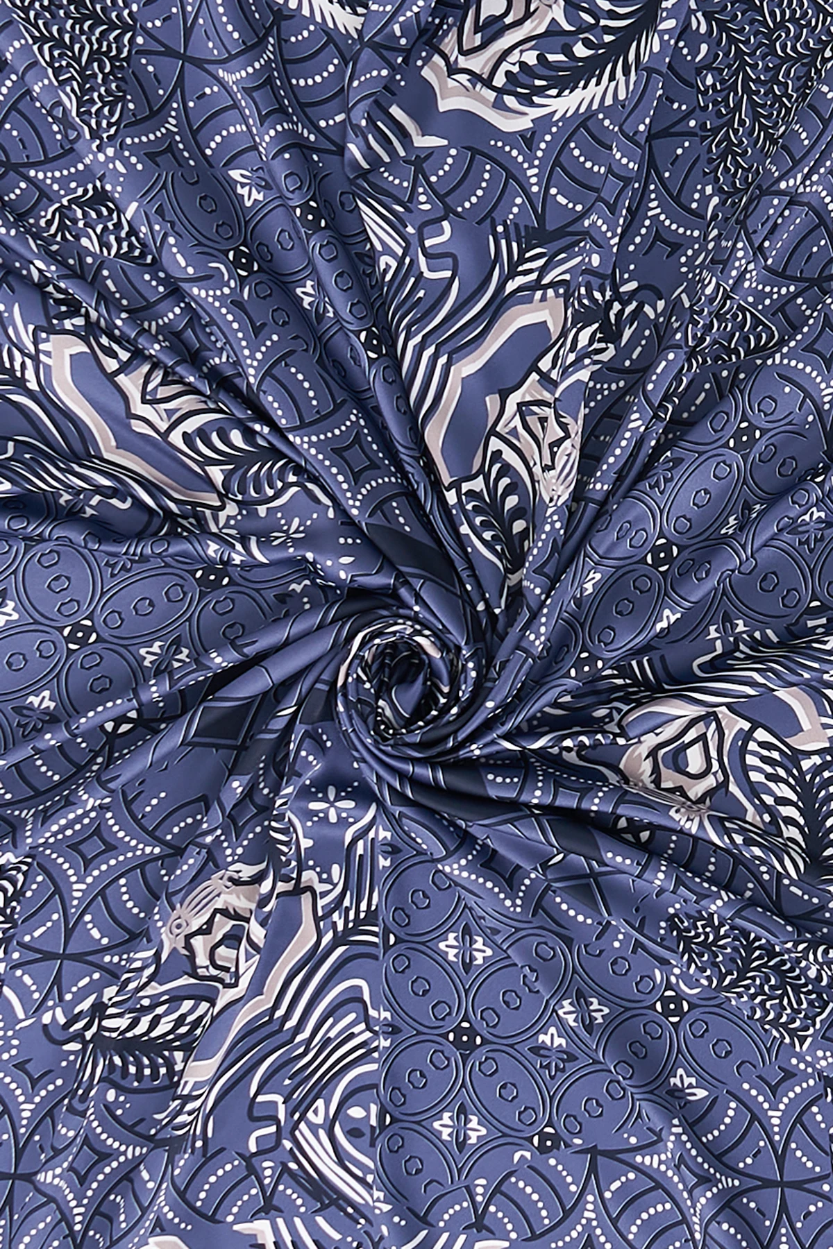 Ethnic Pattern Twill Scarf Indigo