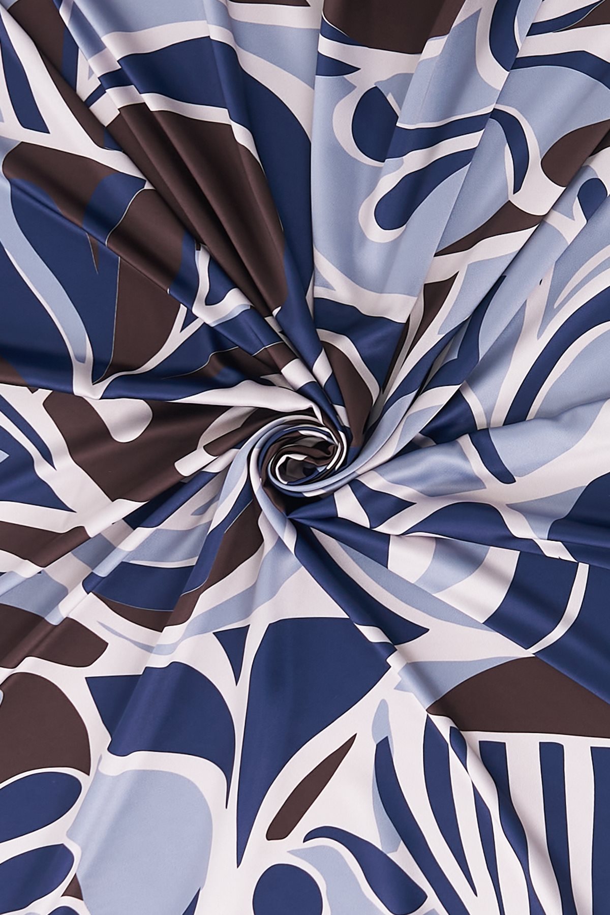 Botanical Patterned Scarf Navy-Brown