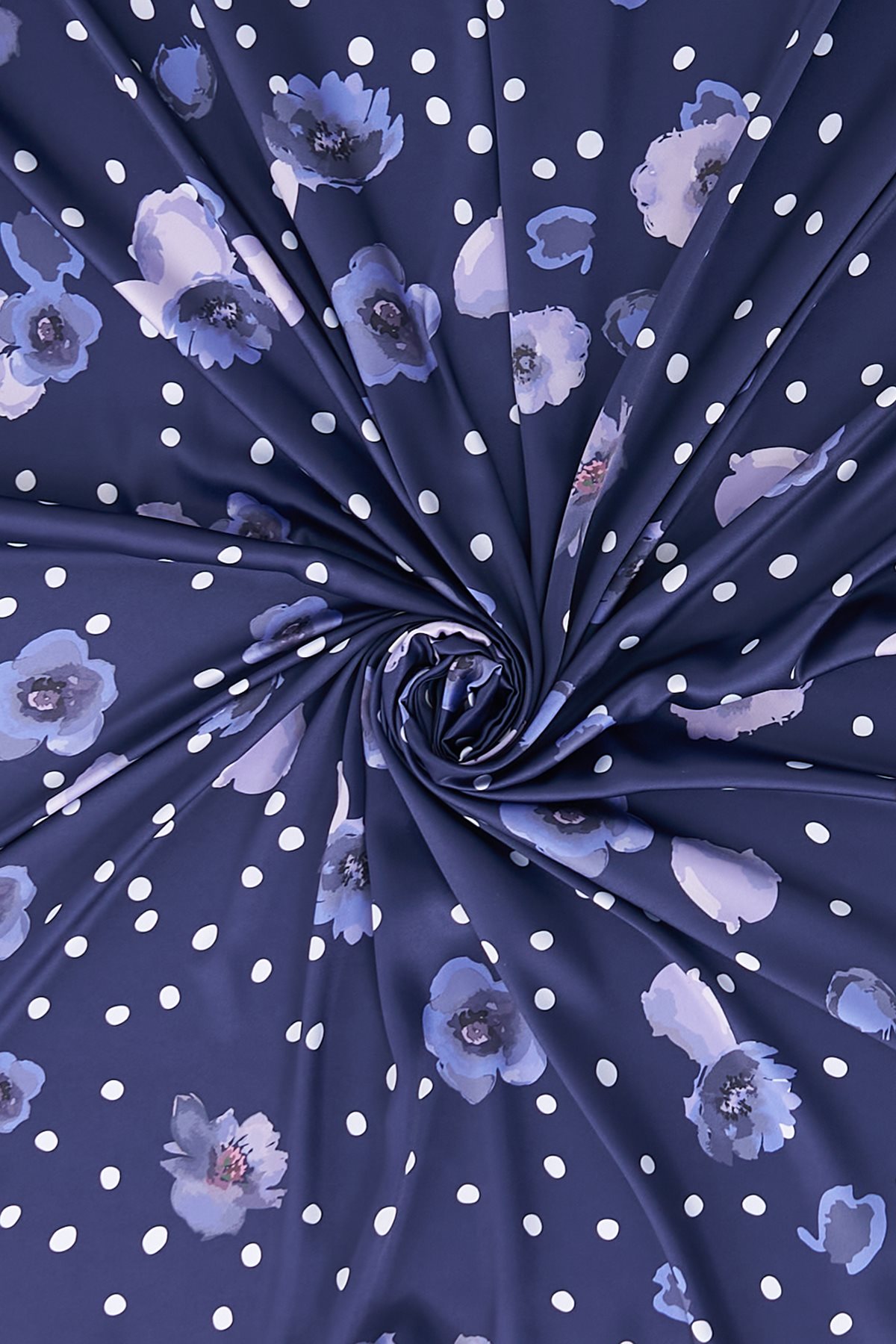 Polka Dot Pattern Twill Scarf Navy