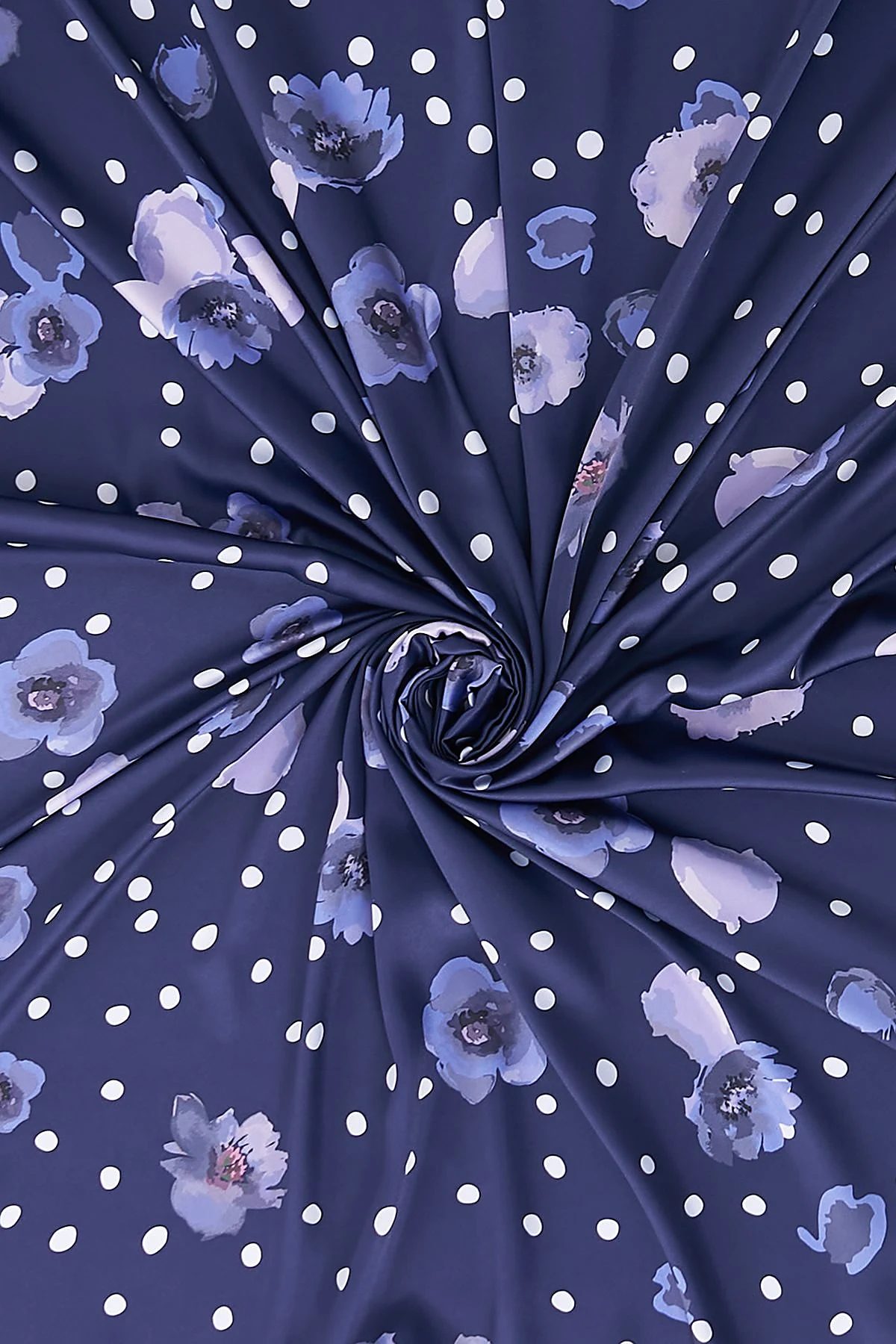 Polka Dot Pattern Twill Scarf Navy