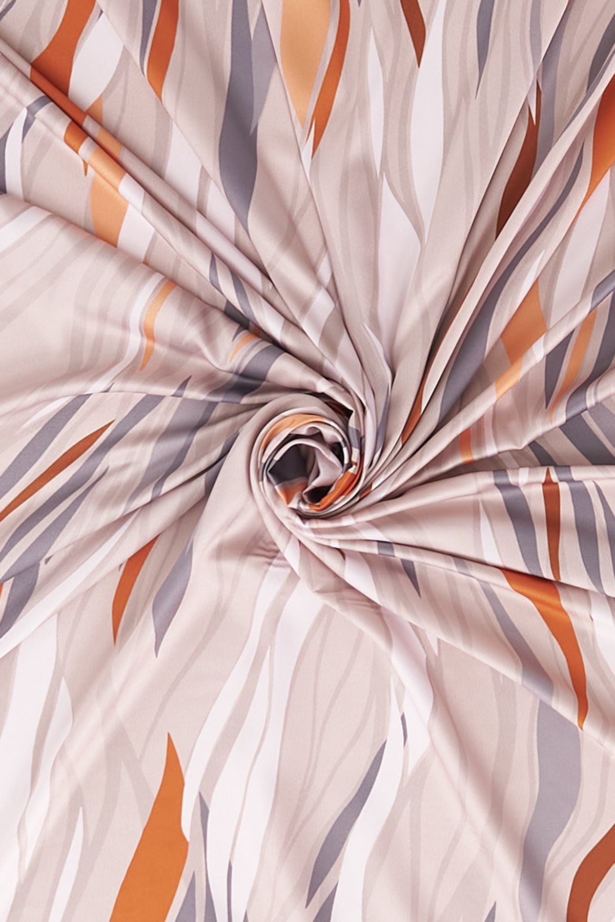 Wave Pattern Twill Scarf Beige-Mustard