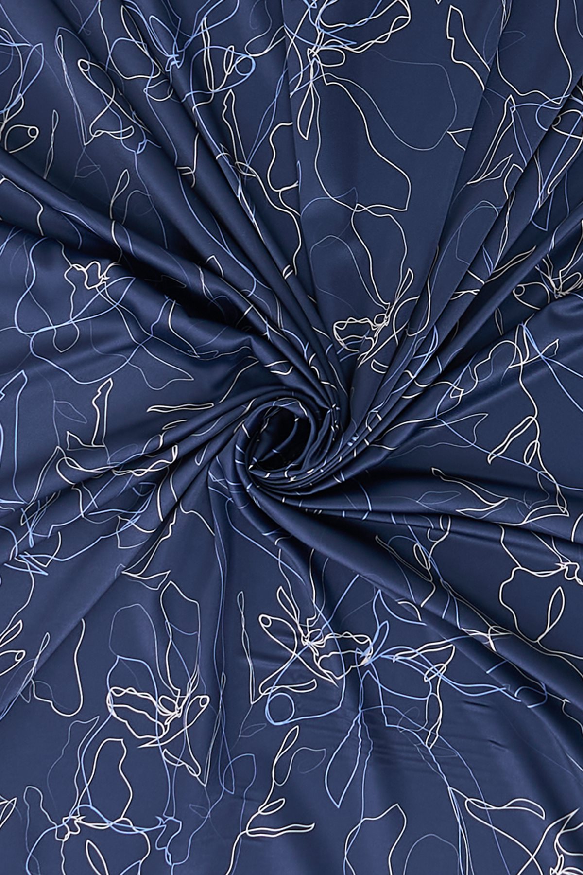 Line Drawing Twill Scarf Navy