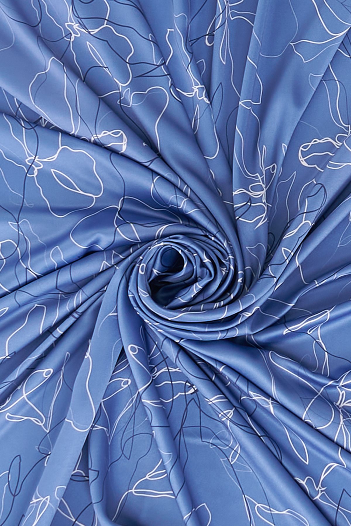Line Drawing Twill Scarf Indigo
