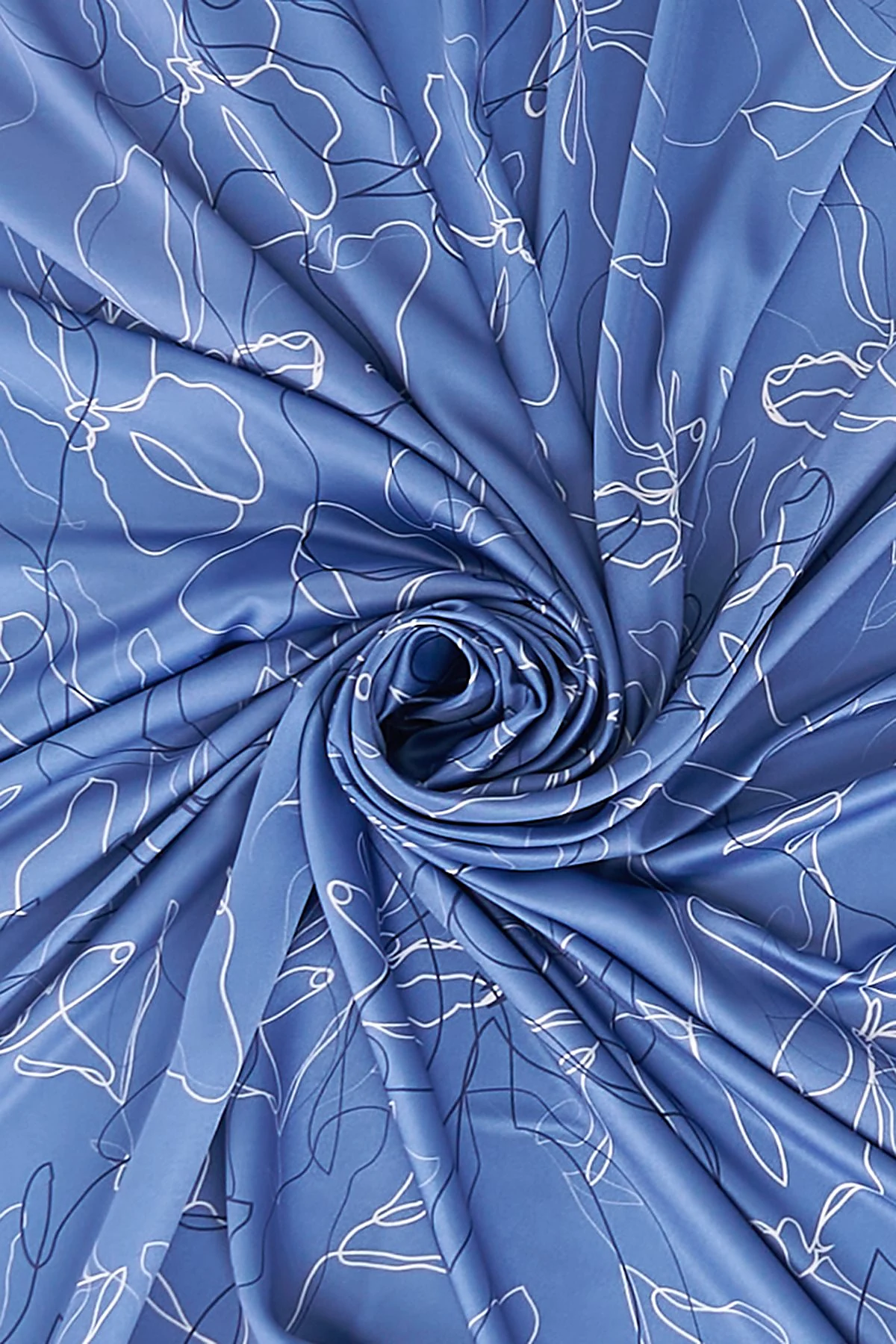 Line Drawing Twill Scarf Indigo
