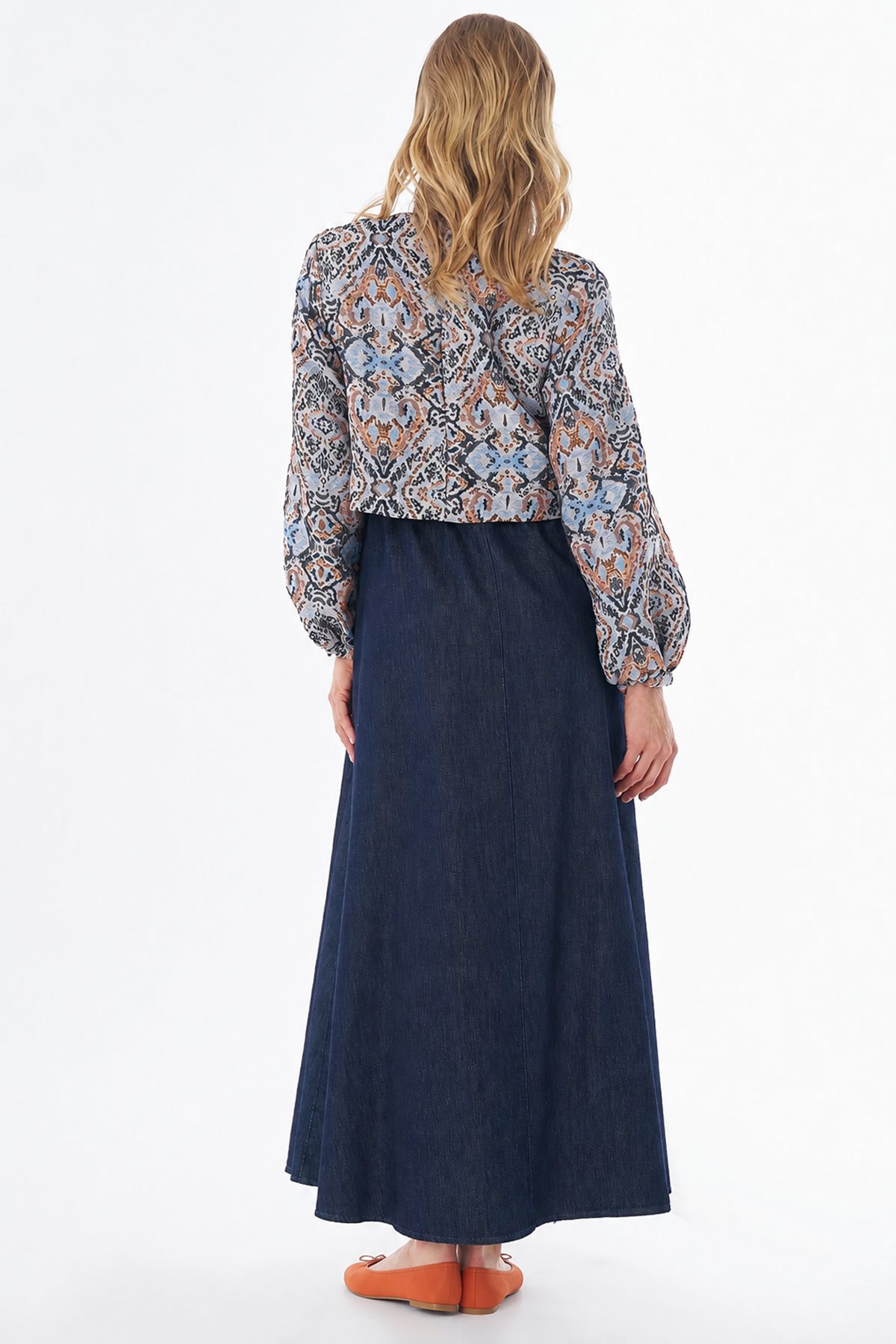 Denim-Trimmed Jacquard Dress Indigo