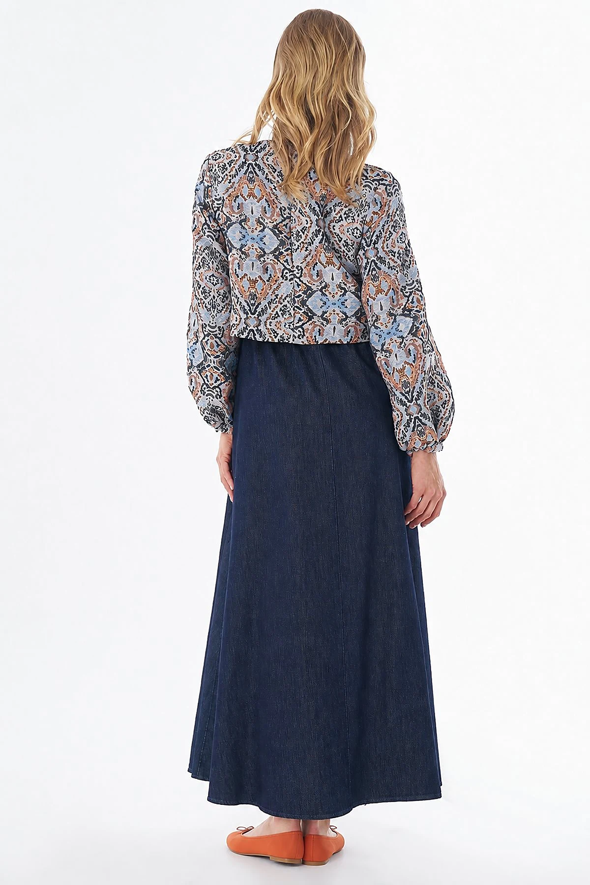 Denim-Trimmed Jacquard Dress Indigo