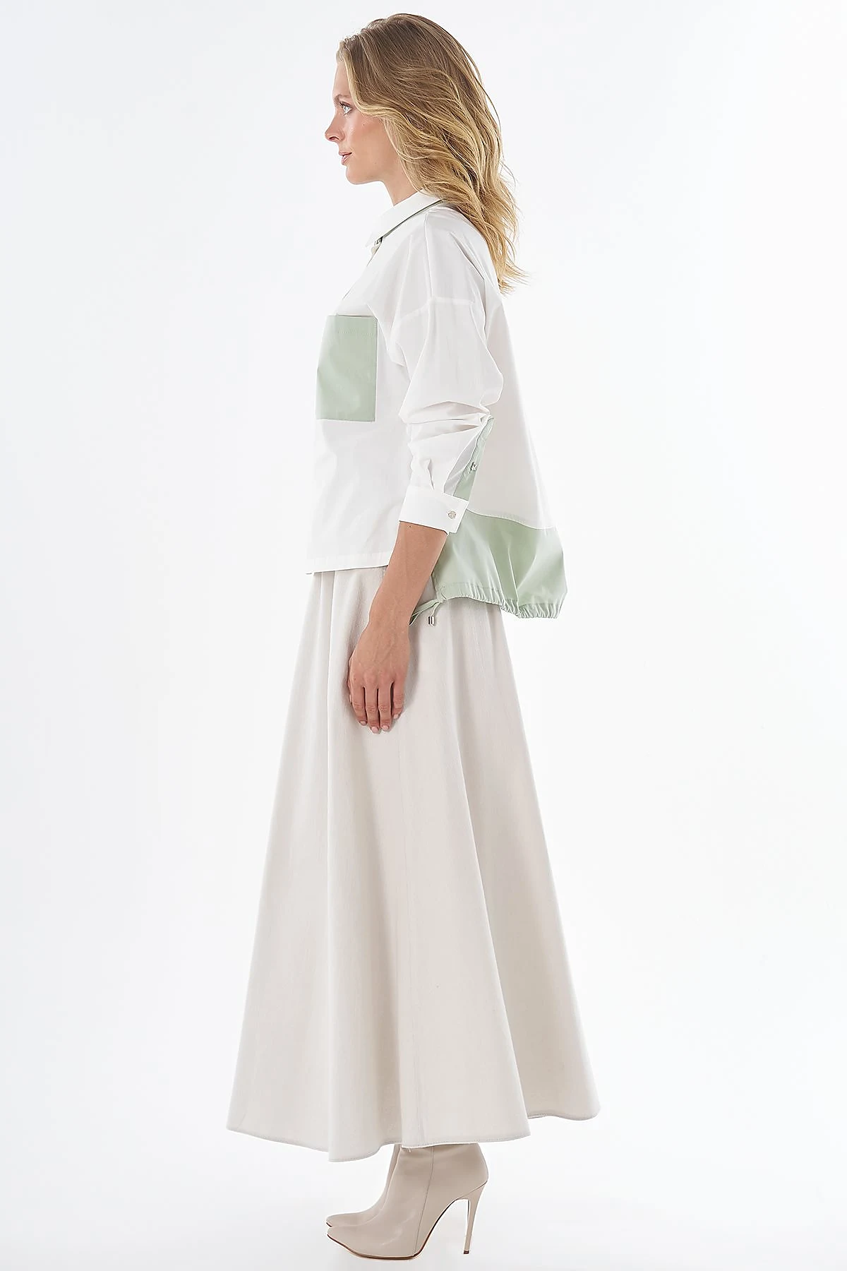 Trim-Detail Cotton Blouse Ecru