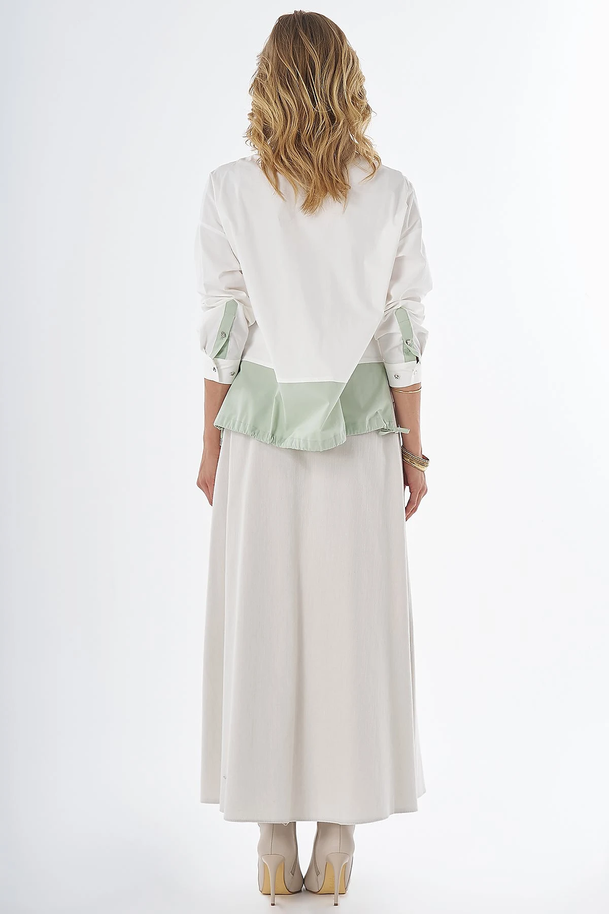 Trim-Detail Cotton Blouse Ecru