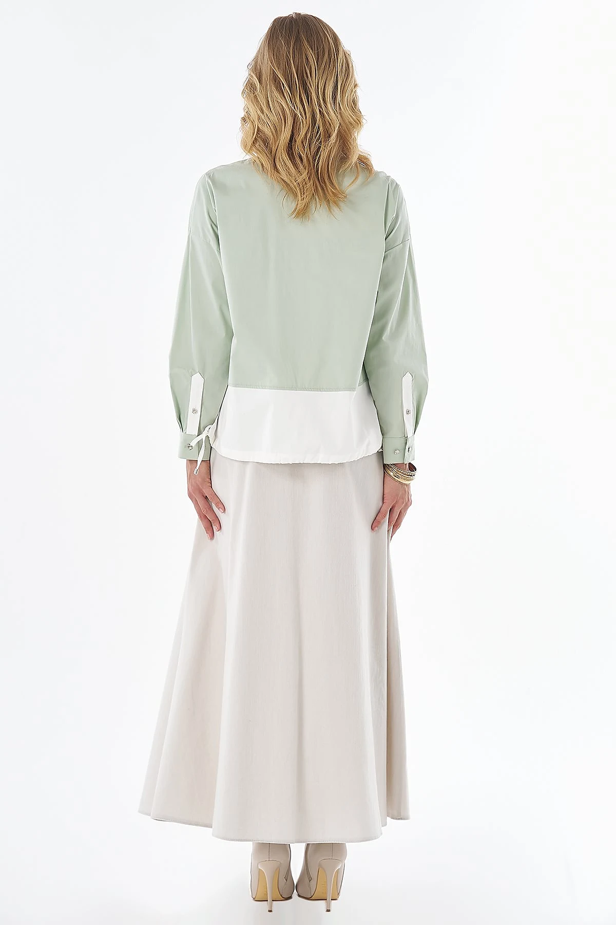 Trim-Detail Cotton Blouse Green