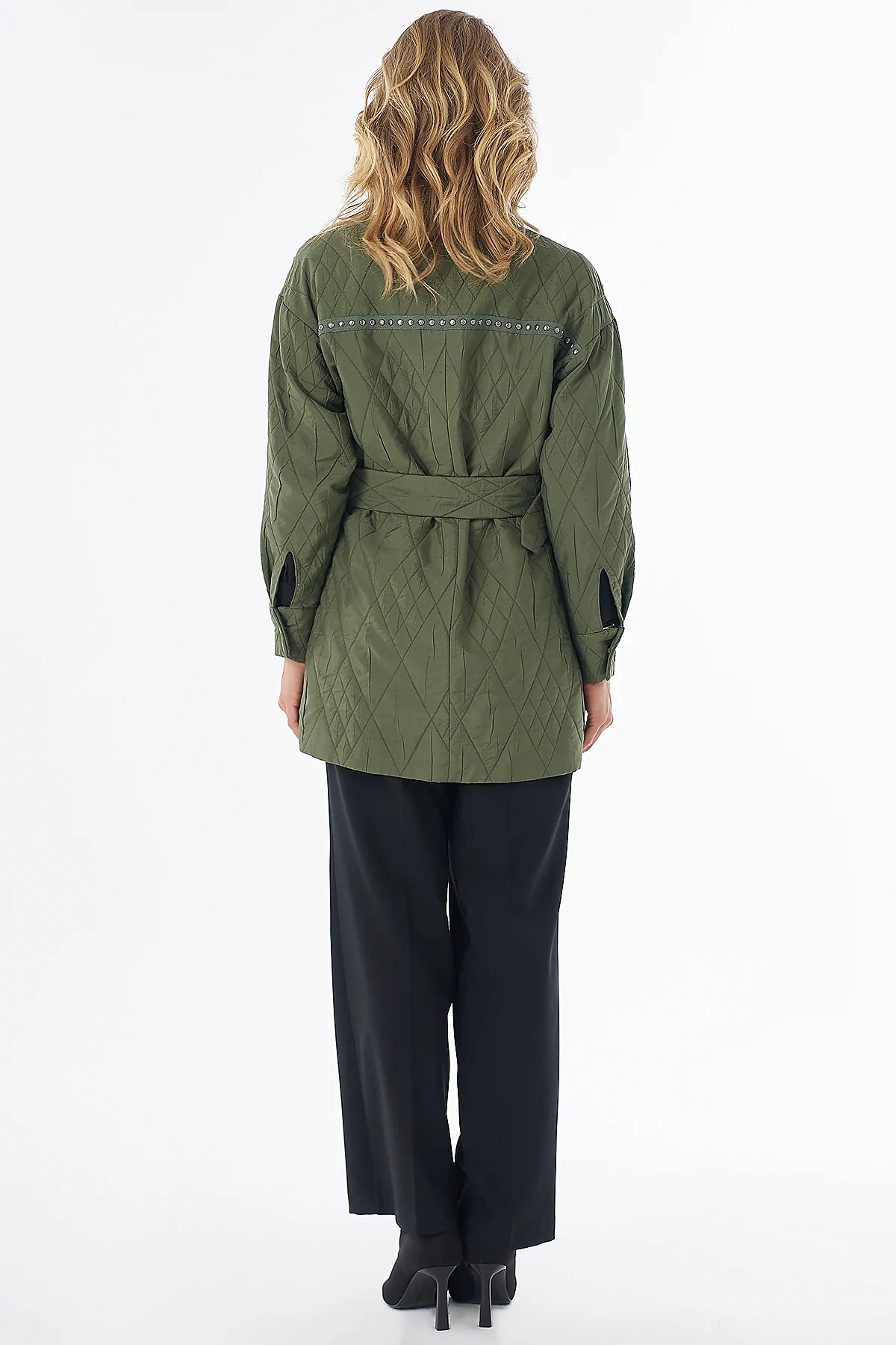 Croc-Embossed Quilted Jacket Green