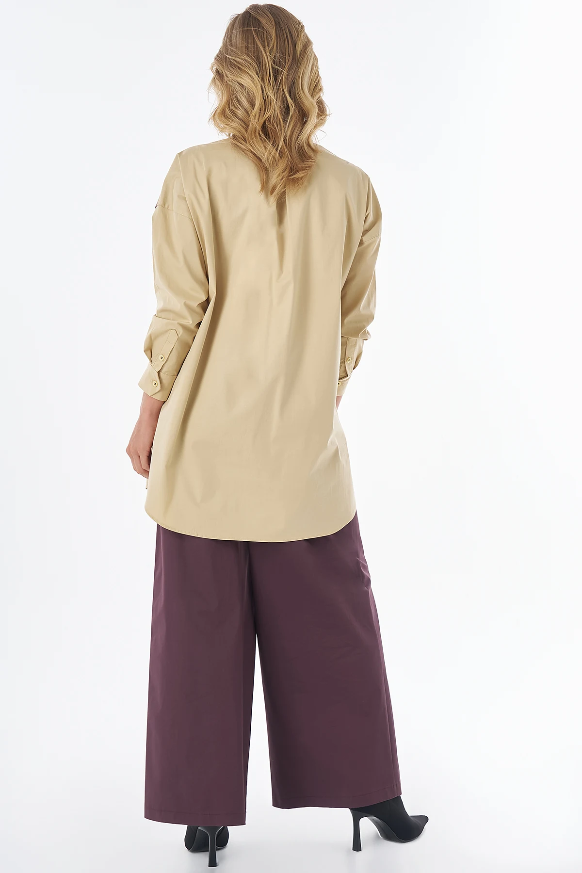 Fabric-Trimmed Cotton Blouse Yellow
