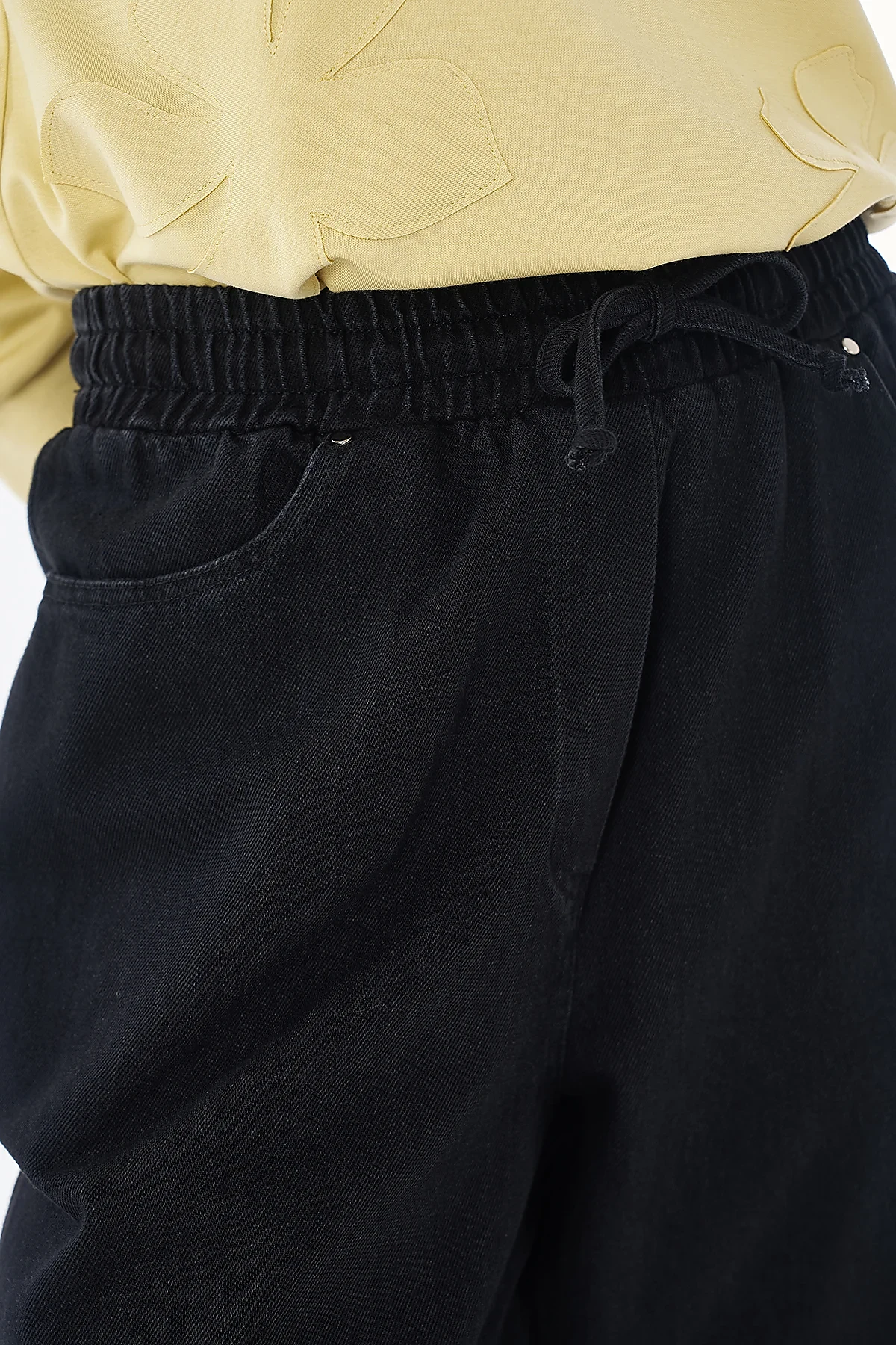 Elastic-Waist Pants Black