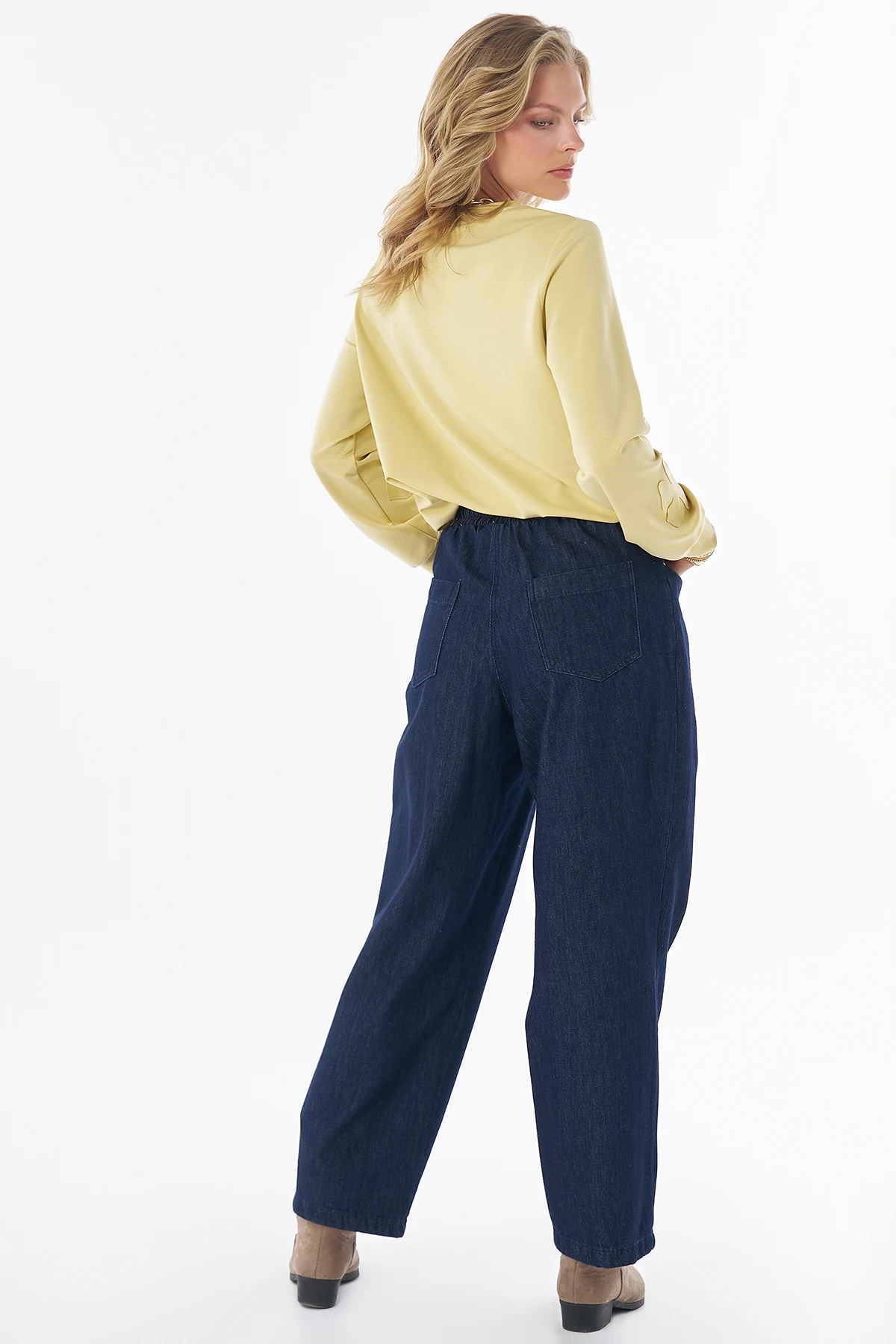 Elastic-Waist Pants Navy