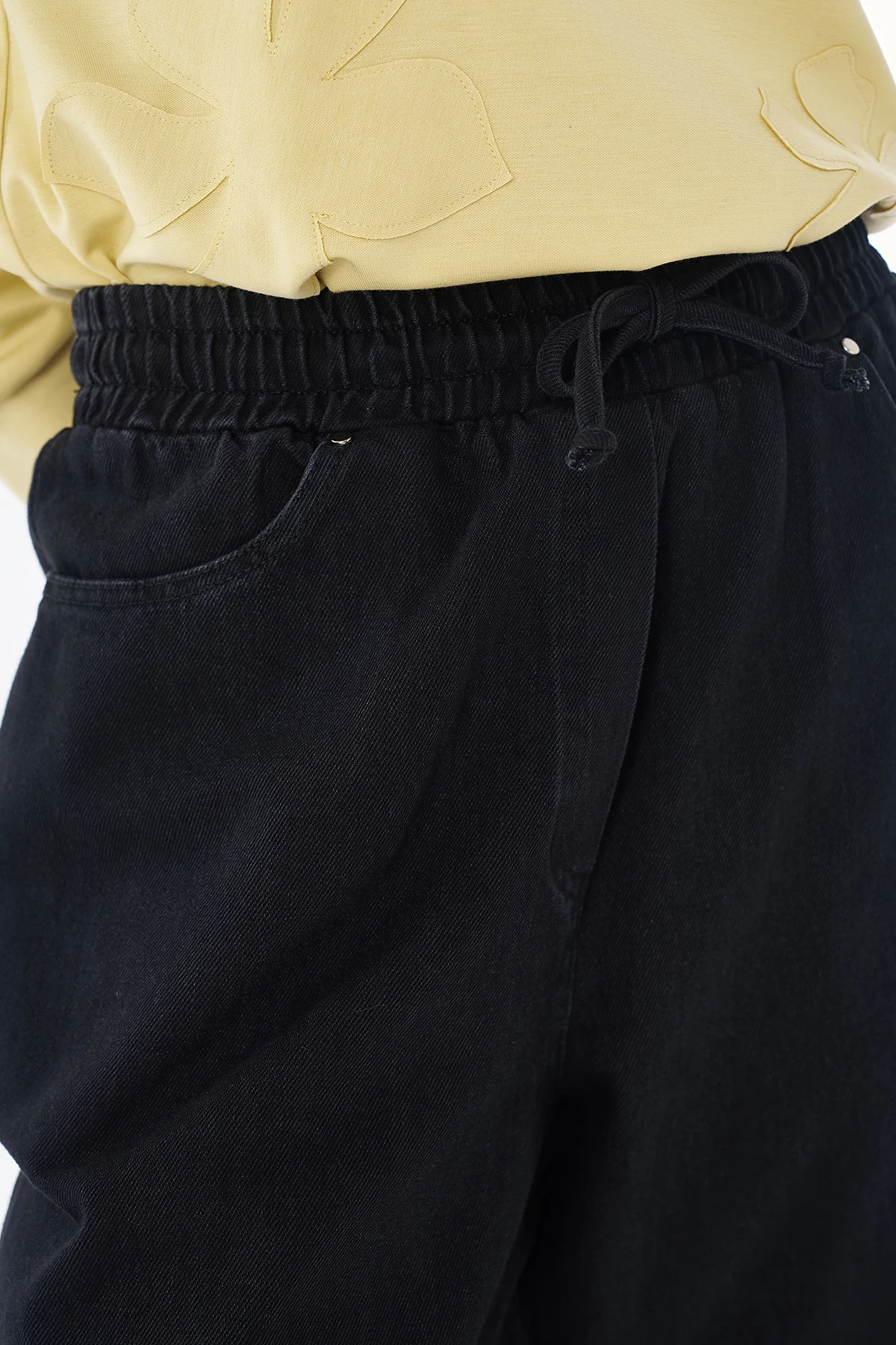 Elastic-Waist Pants Black