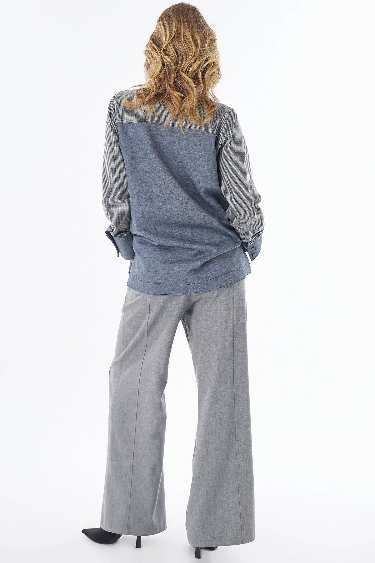 Patch-Pocket Stand-Collar Jacket Gray