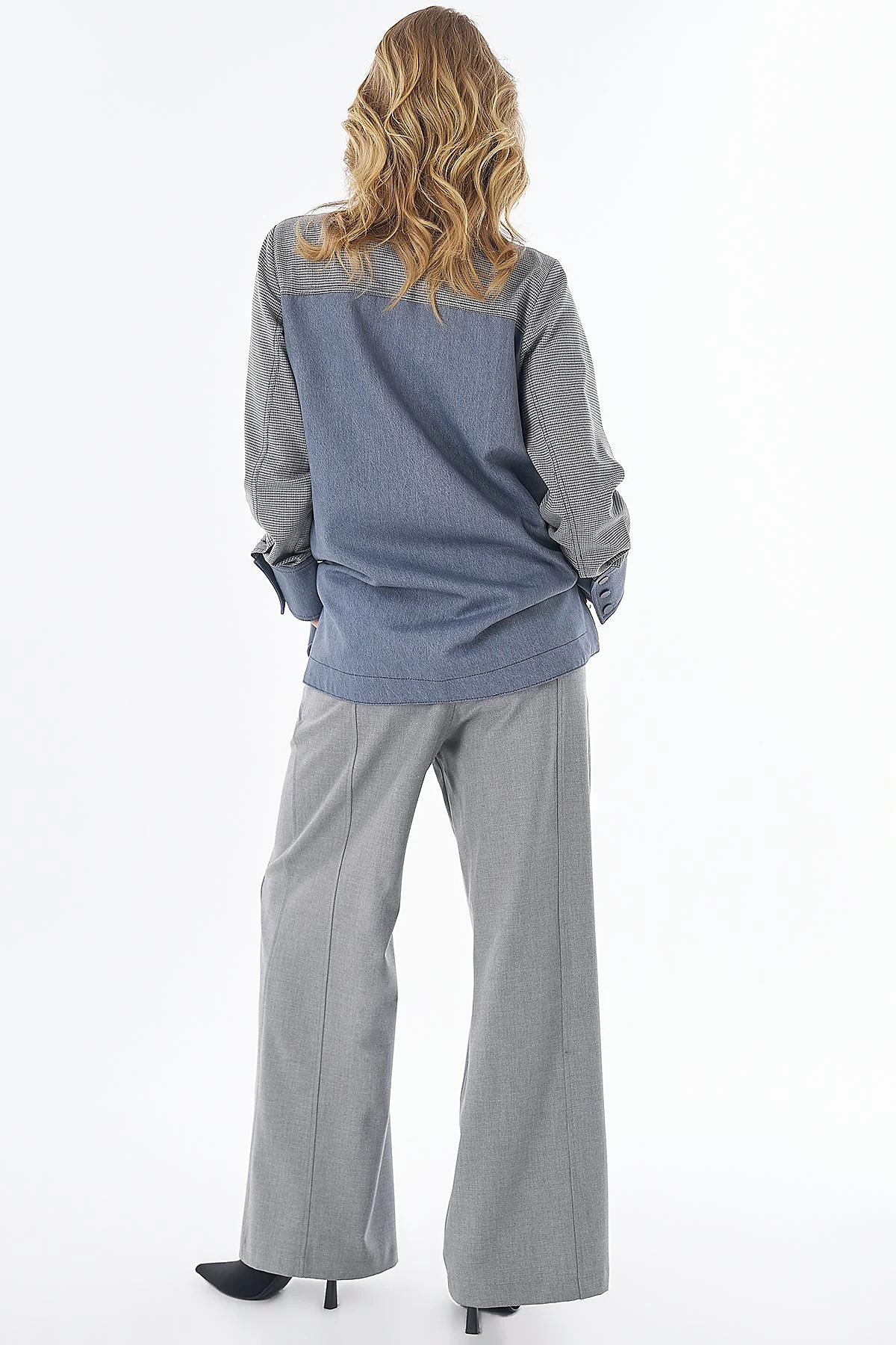 Patch-Pocket Stand-Collar Jacket Gray