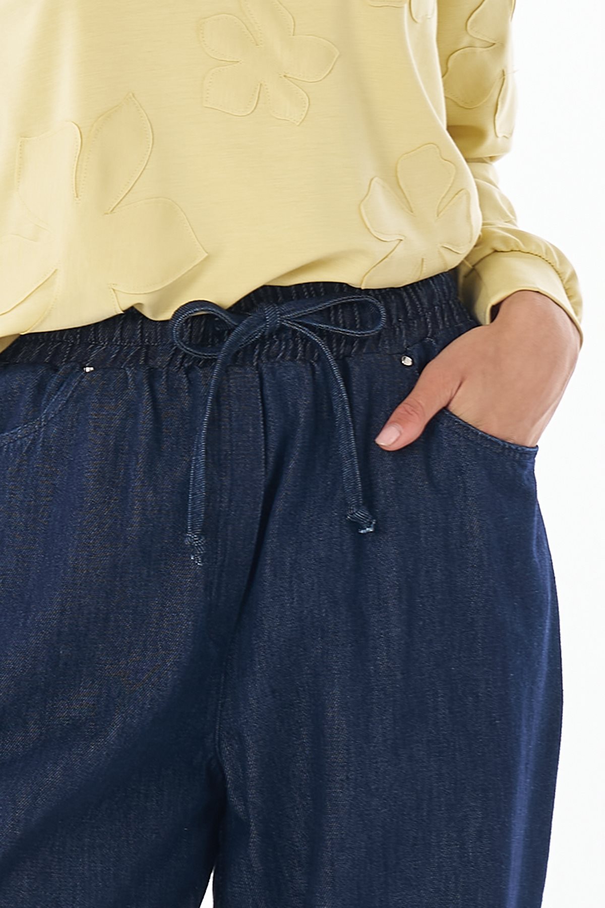 Elastic-Waist Pants Navy