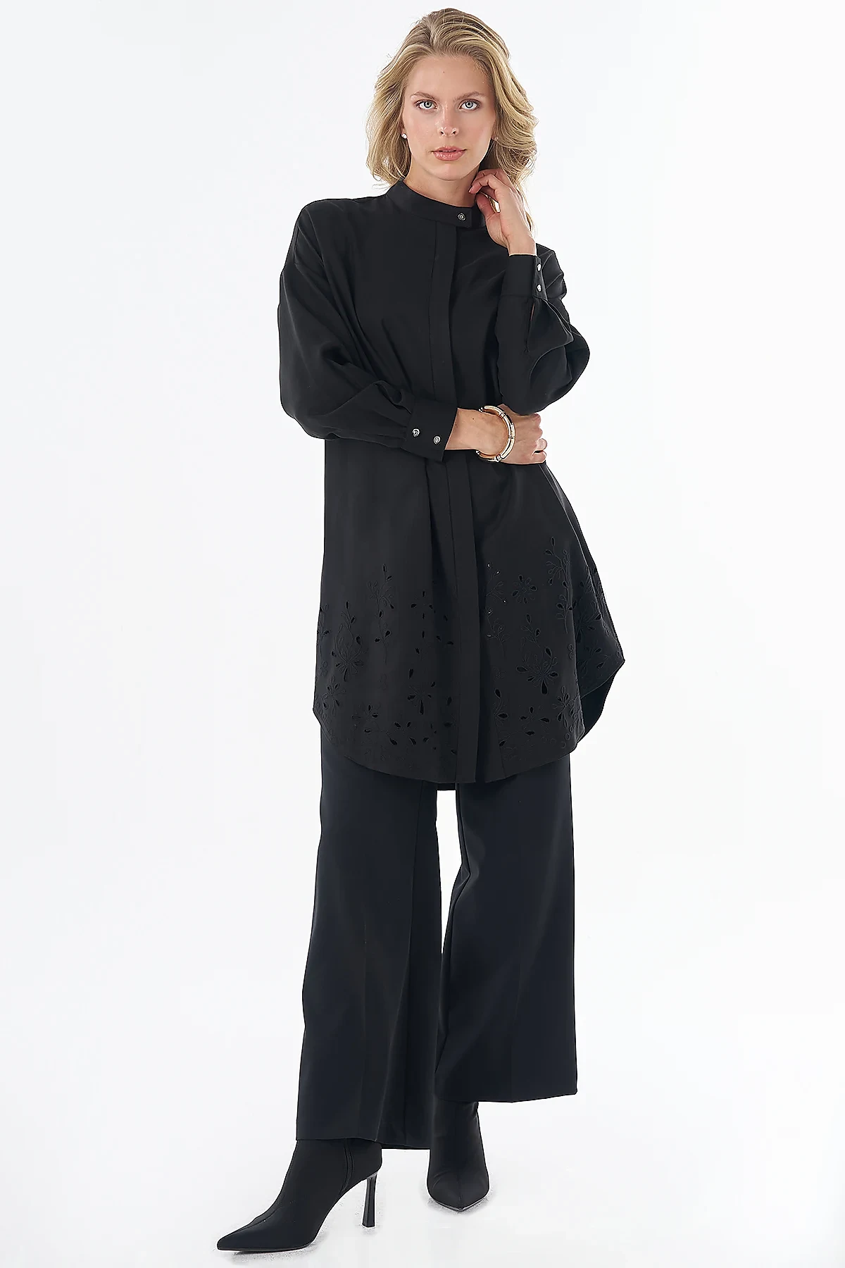 Lazer Kesim Rayon Tunik Siyah
