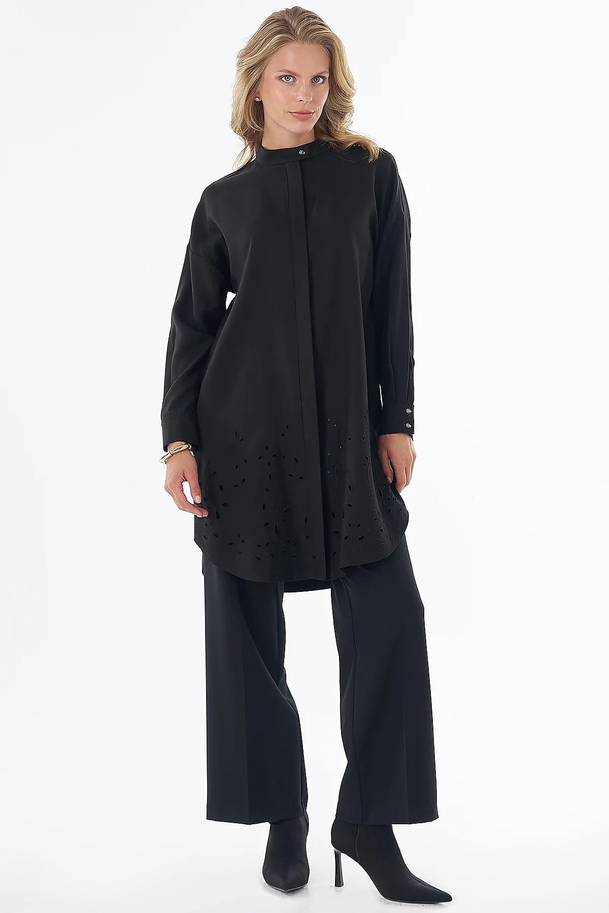 Lazer Kesim Rayon Tunik Siyah