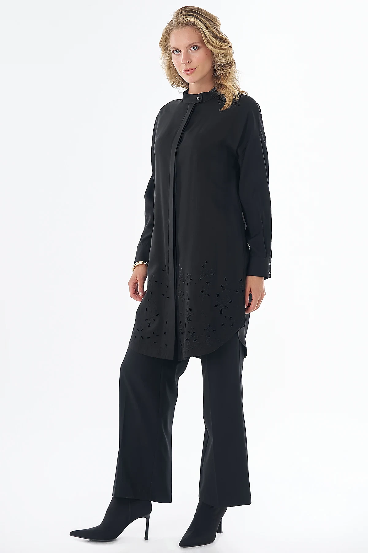 Lazer Kesim Rayon Tunik Siyah
