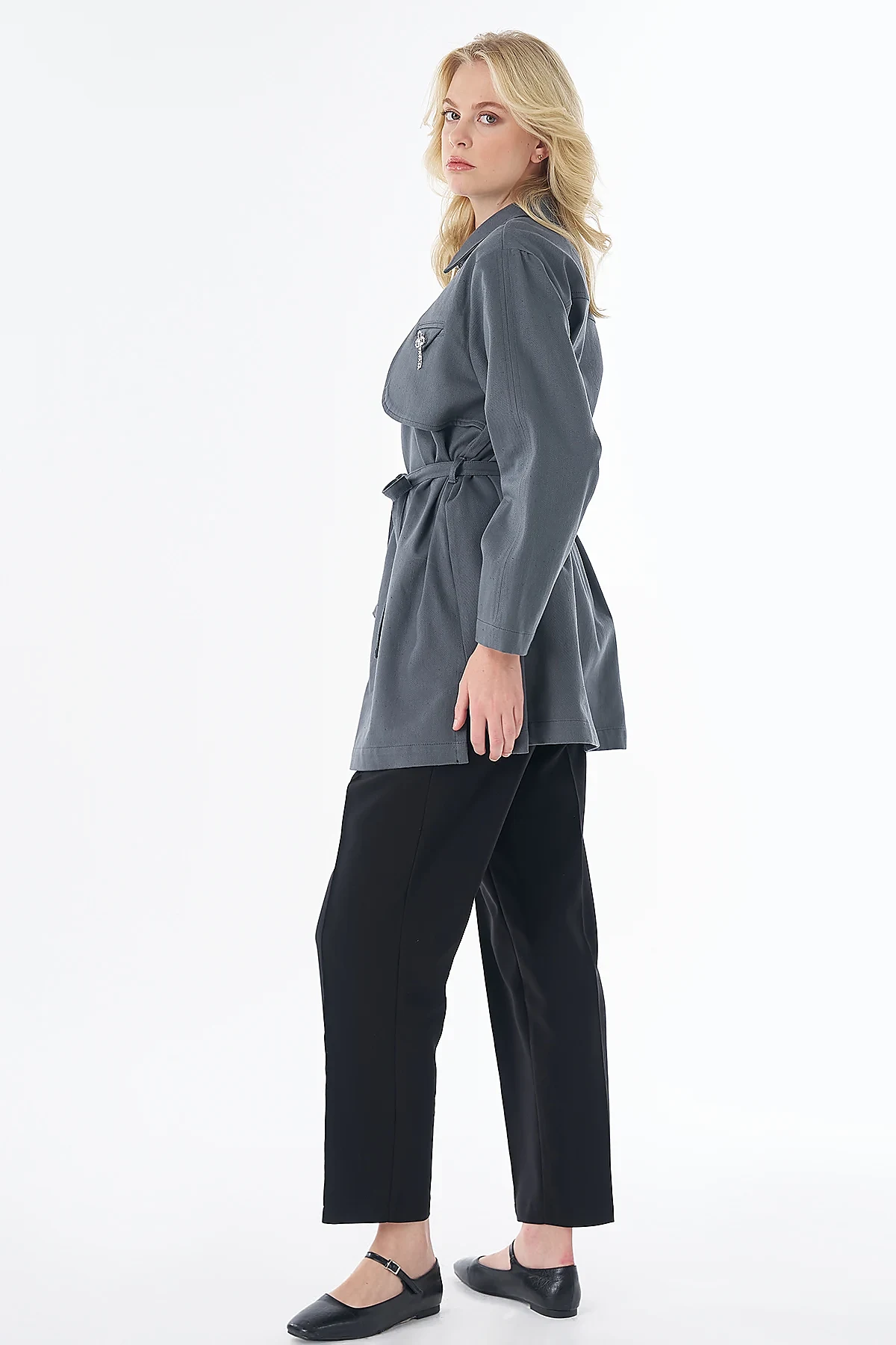 Aller Detaylı Denim Tunik İndigo
