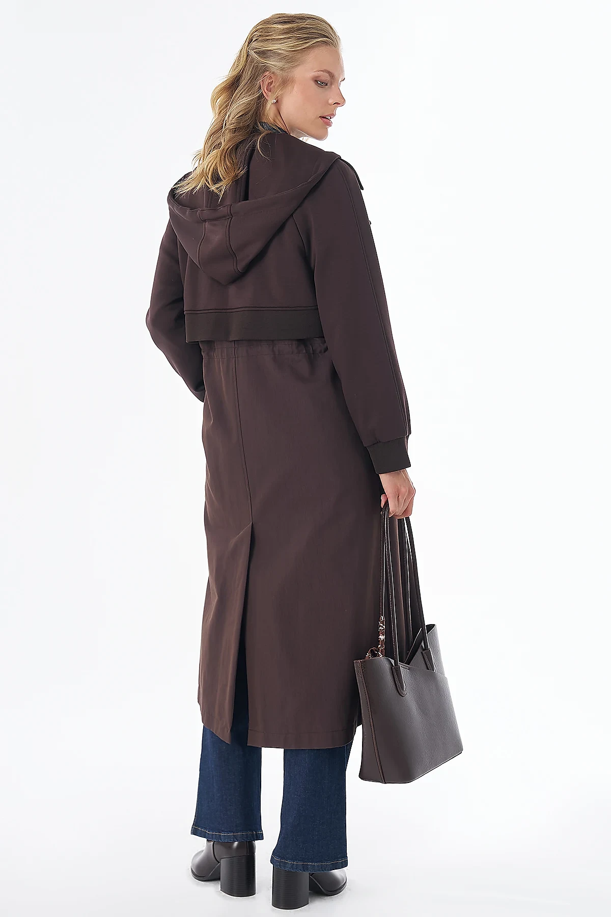 Waist-Drawstring Trench Coat Brown