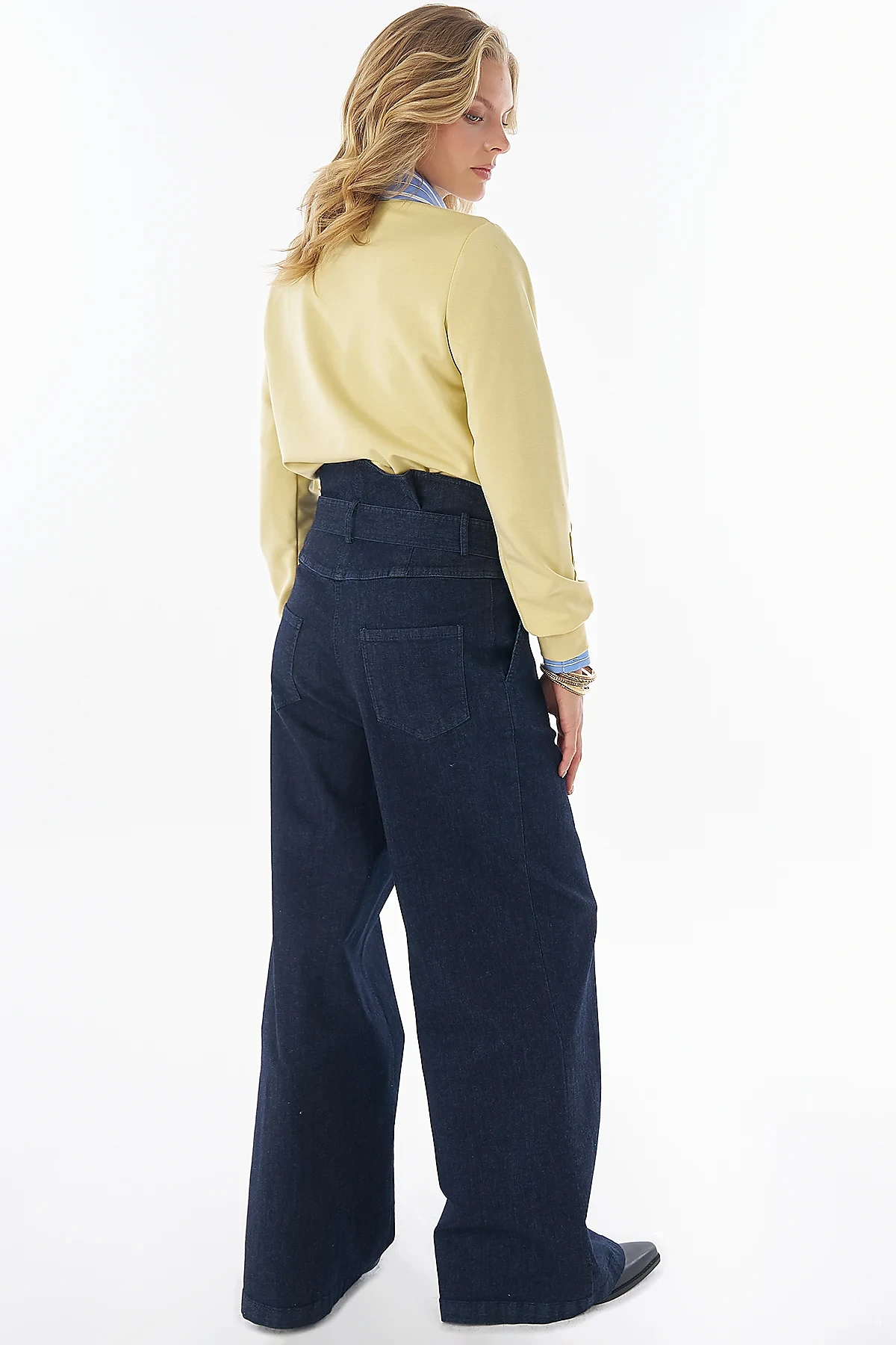 Yüksek Bel Denim Pantolon Lacivert