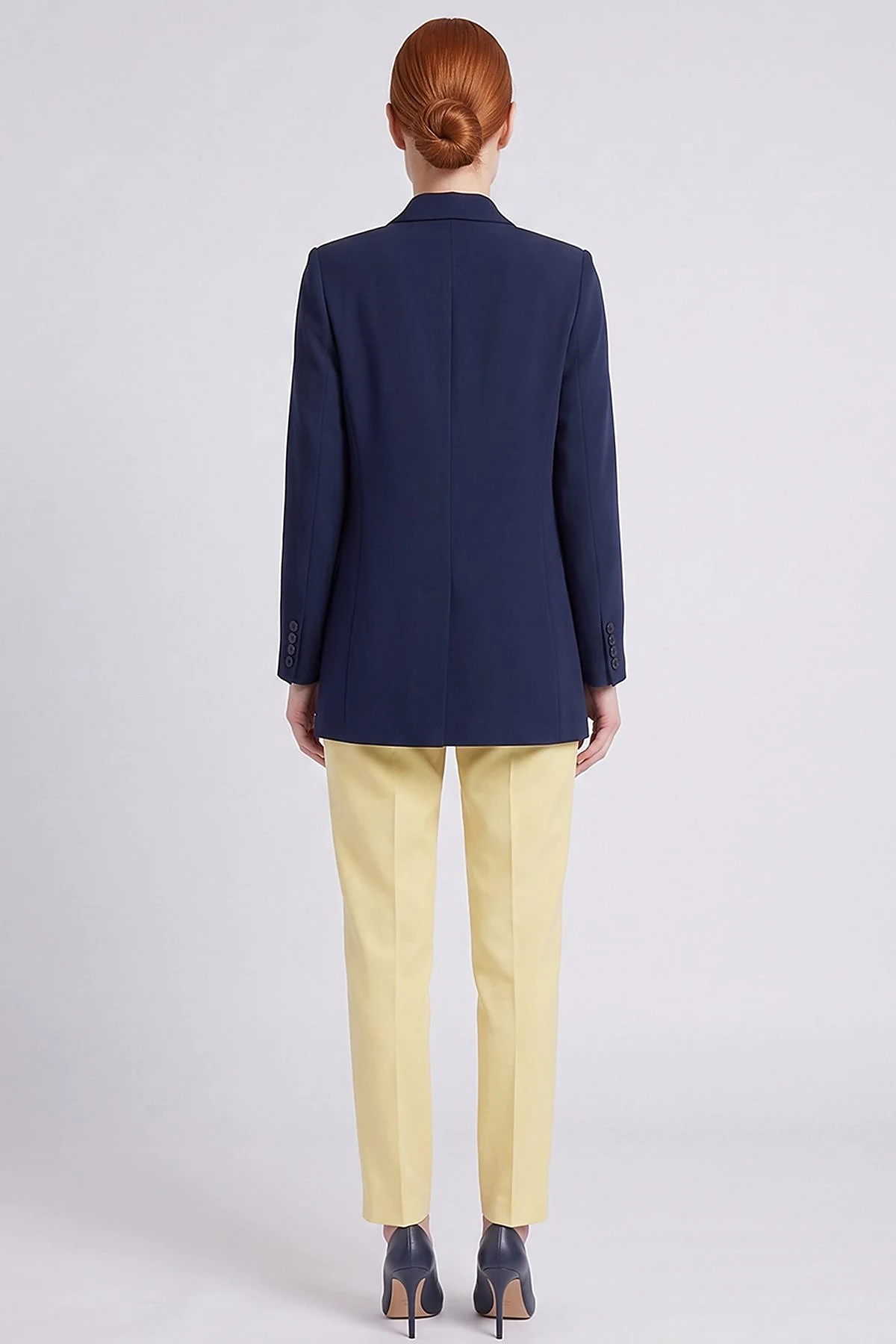 Cover Pocket Crepe Blazer Jacket Navy Blue