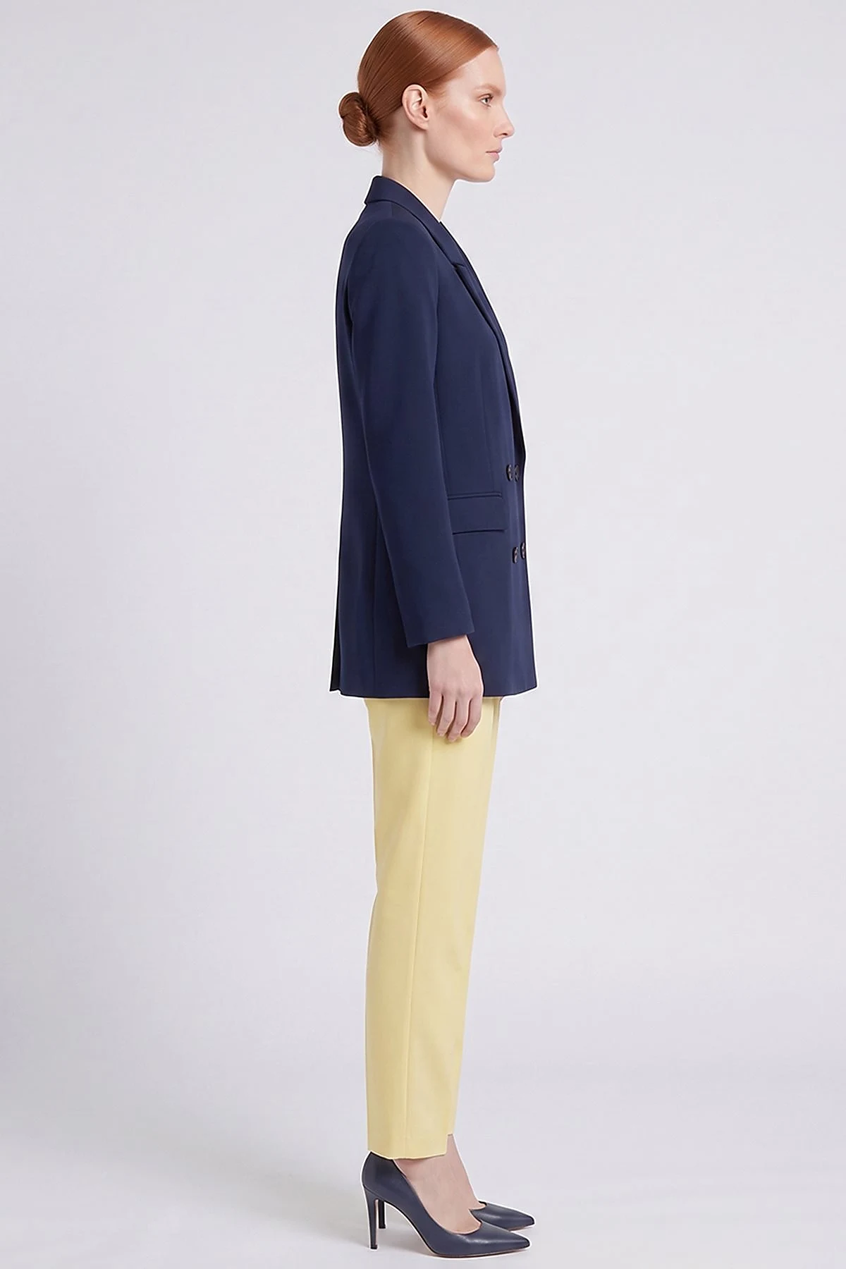 Cover Pocket Crepe Blazer Jacket Navy Blue